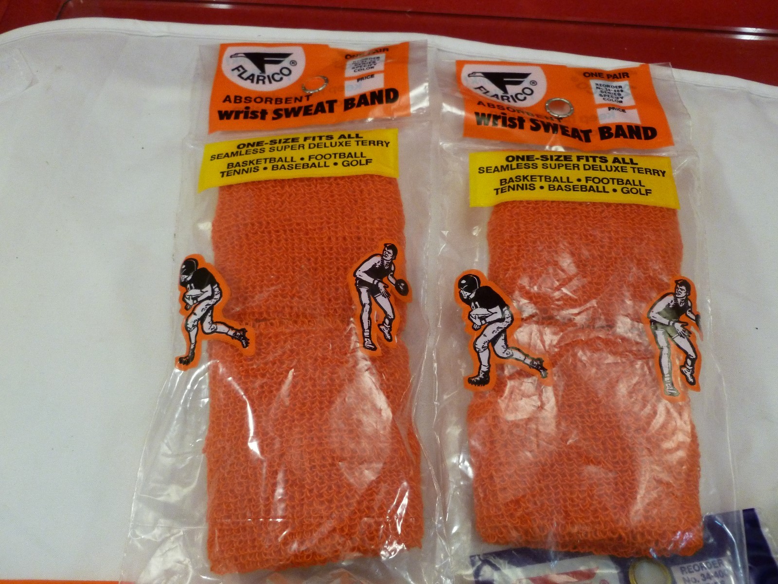 2 PACKS FLARICO WRIST SWEAT BAND ORANGE NOS USA