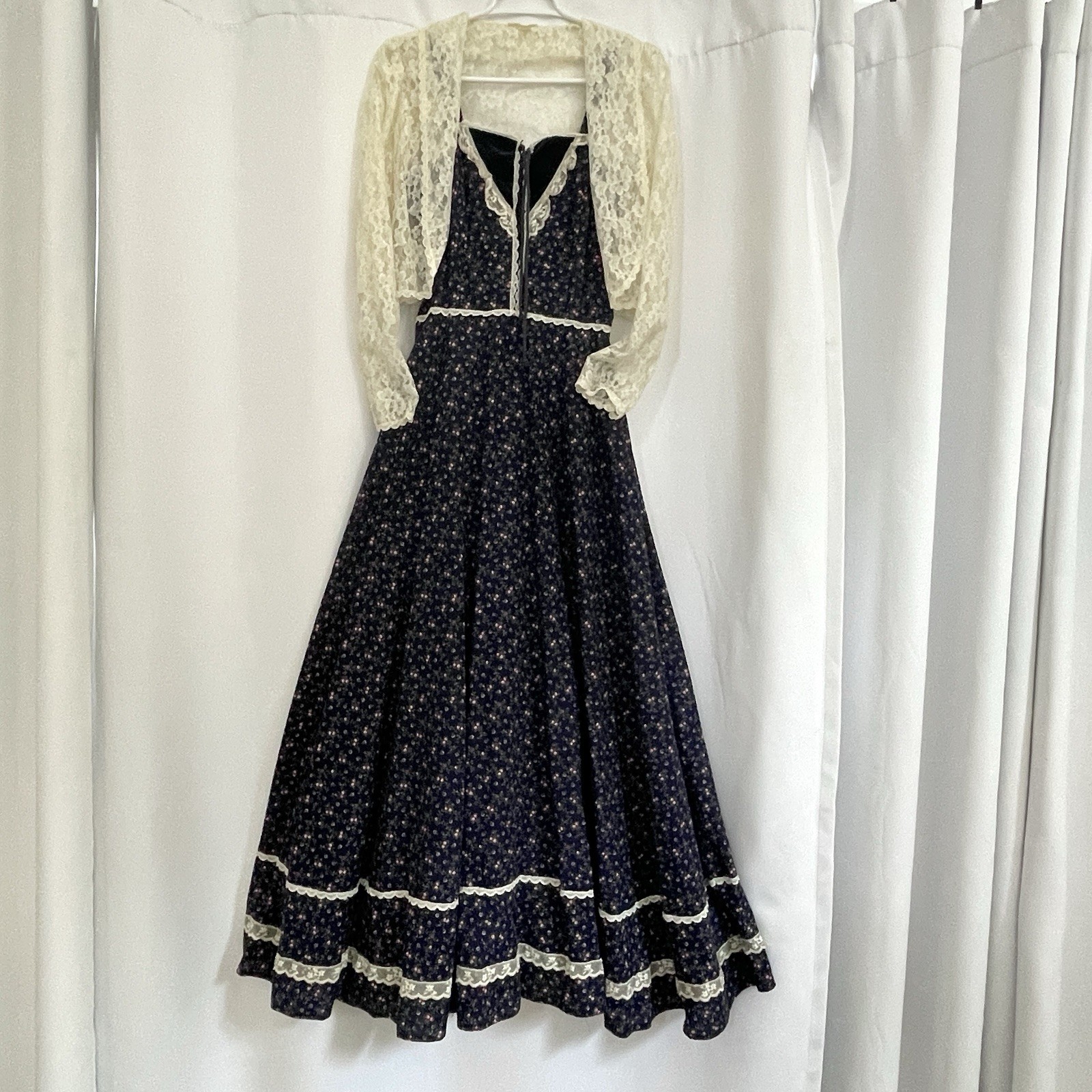 GUNNE SAX Maxi Dress / Lace Jacket SMALL Boho Prairie Cottagecore Ren Faire VTG