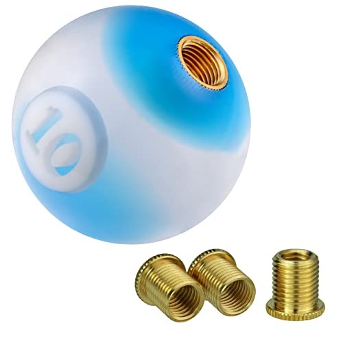 Round Ball Shift Knob, Gear Shifter Knobs with 3 Adapters Head Amber Blue
