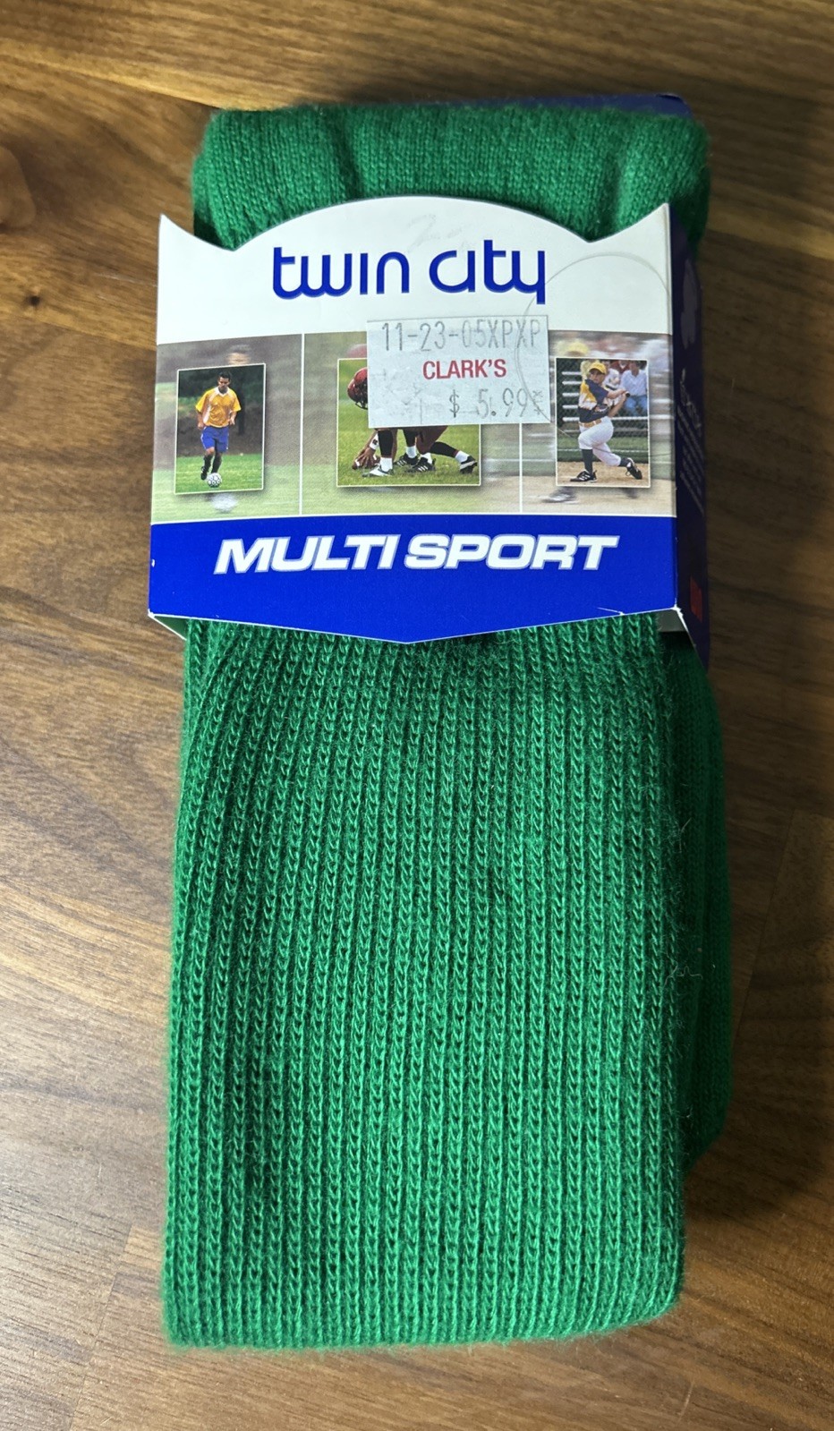 VTG Y2K Green Tube Socks Cotton Blend Size Medium NOS Twin City TCK Multi Sport