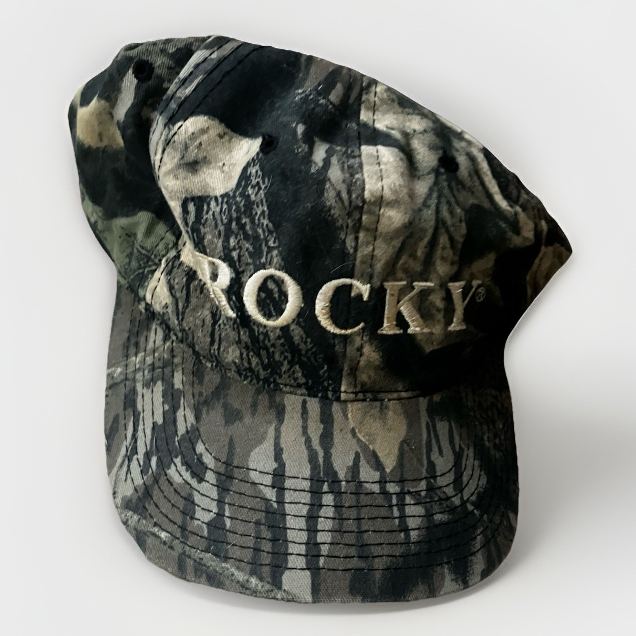 Vintage 90’s Rocky Shoes & Boots Adjustable Baseball Cap Camo Trucker Rocky Hats
