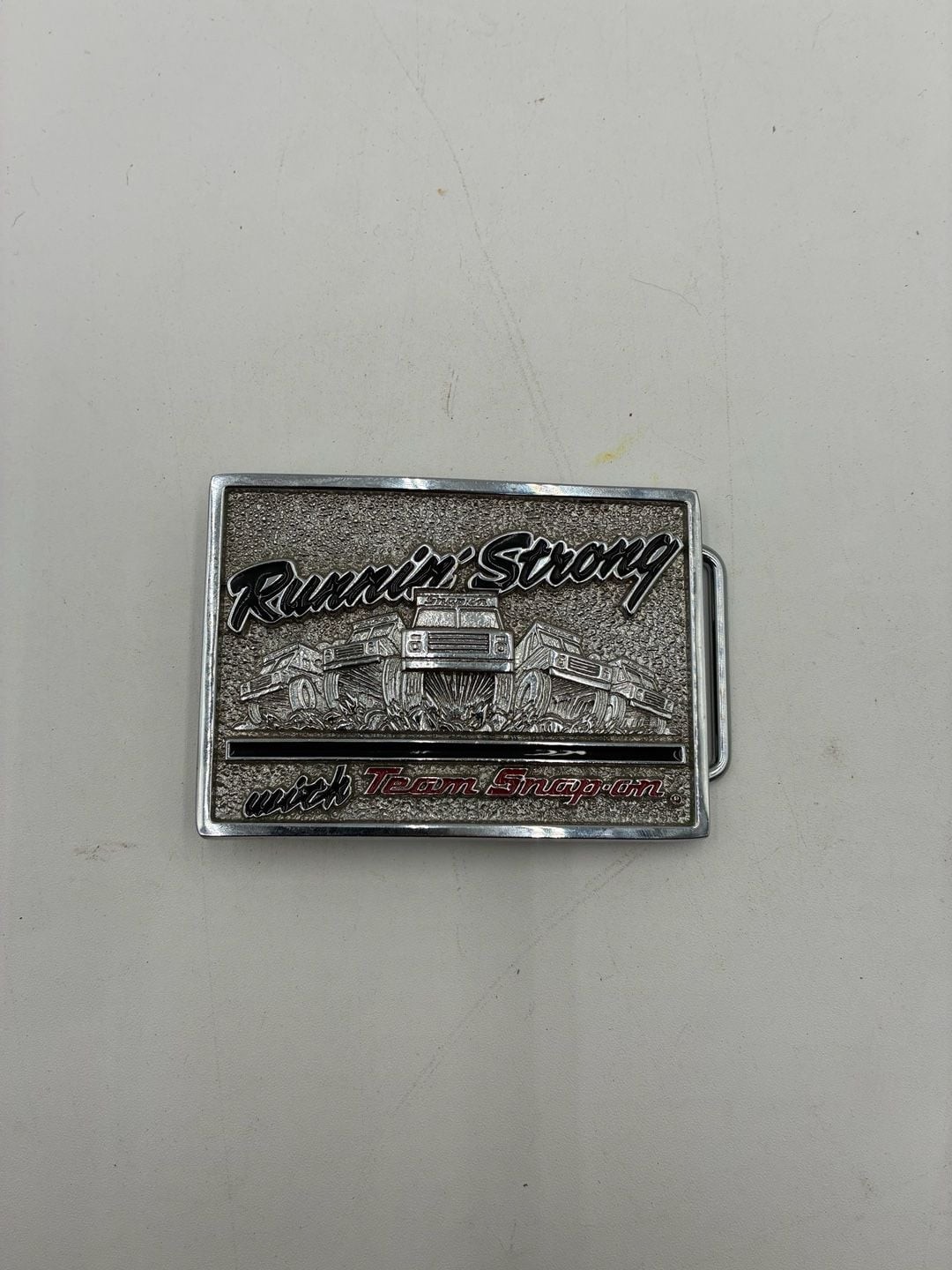 Vintage Snap-on Tools Runnin’ Strong Chrome on Solid Brass Belt Buckle