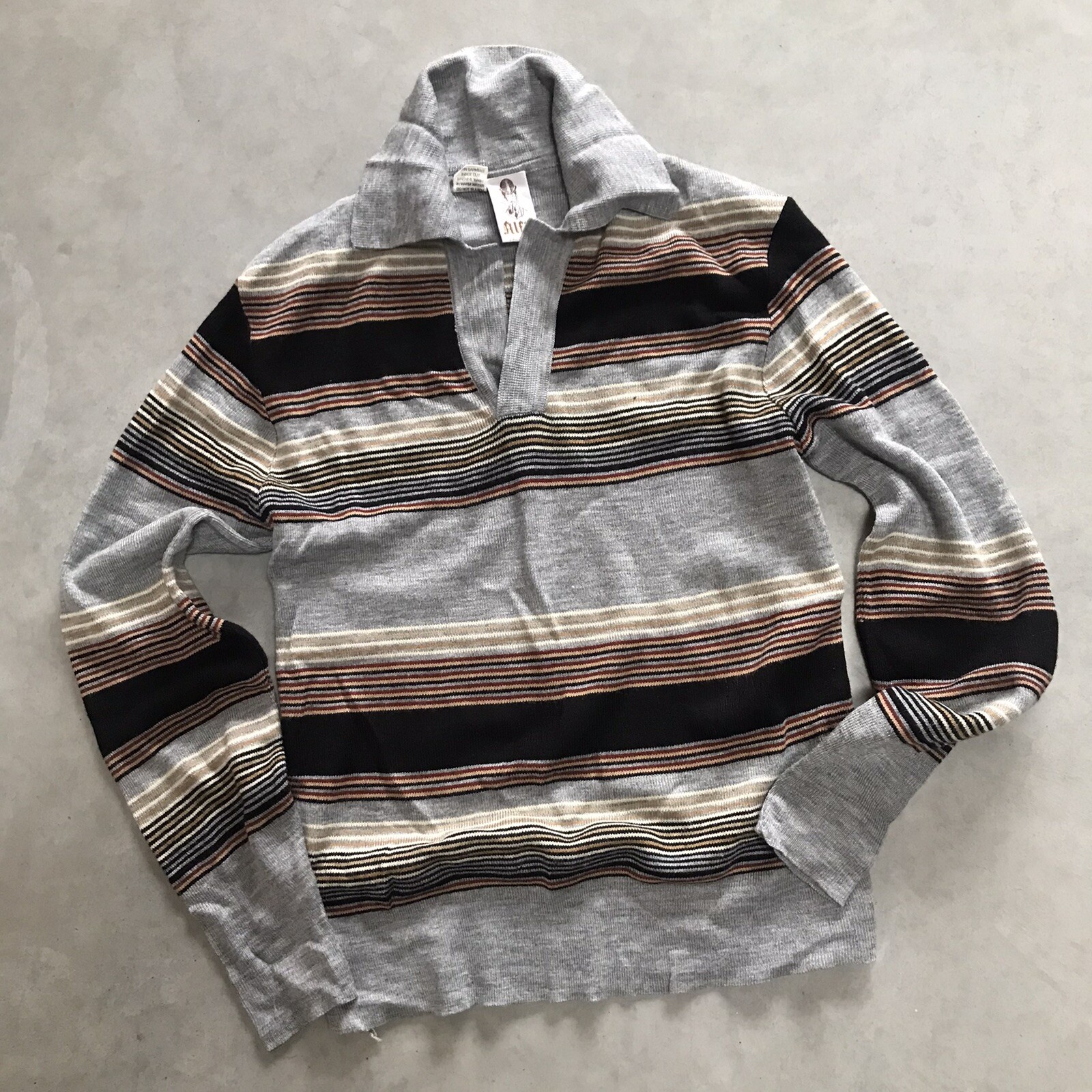 Vtg 60s 70s Stripe Shirt Alfie Disco Grunge Top Kurt Cobain Men’s Medium Large