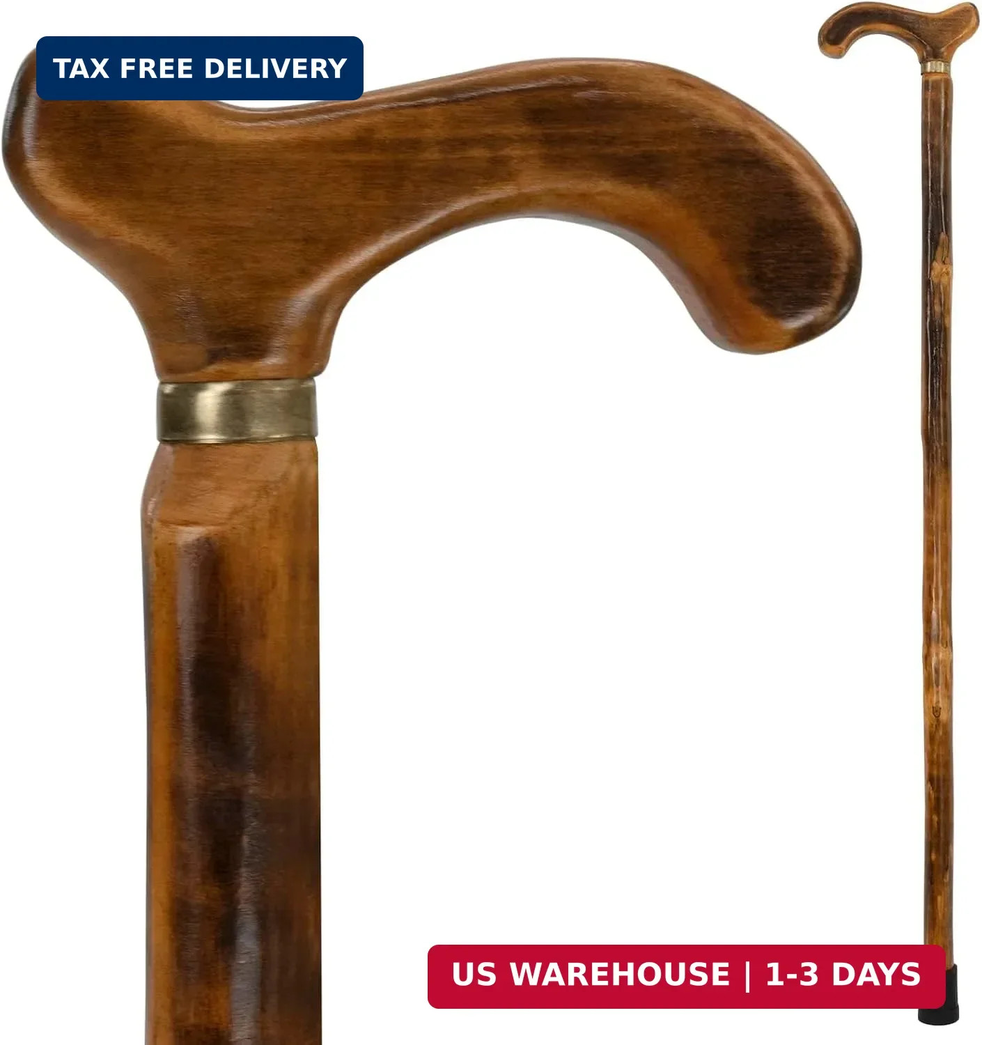 Vive Wooden Walking Stick Cane – for Men, Women, & Seniors – 36 Inch Single Poin