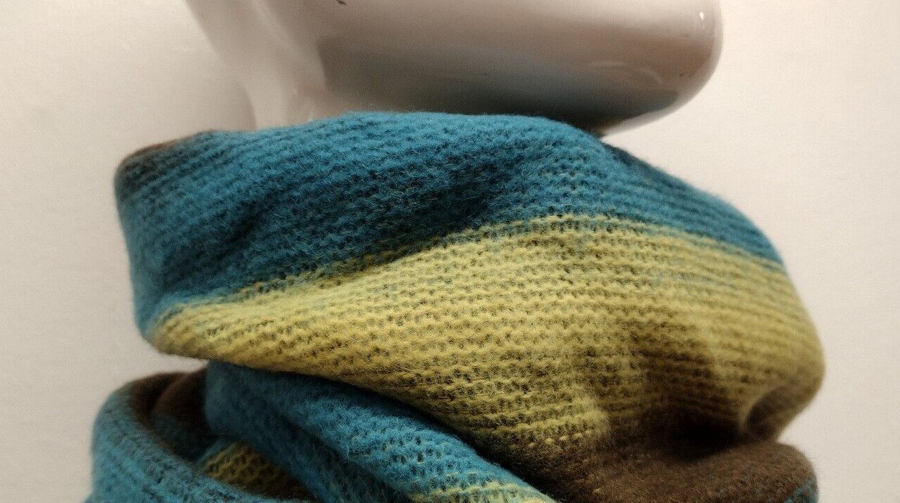 Unisex Warm Scarf Cowl Neck Design STRIPES BROWN YELLOW BLUE 1990s Y2k USA MADE