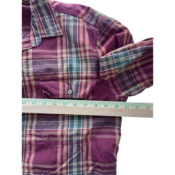 Vintage Banana Republic Plaid Long Sleeve Button Down Shirt Burgundy Green Sz M