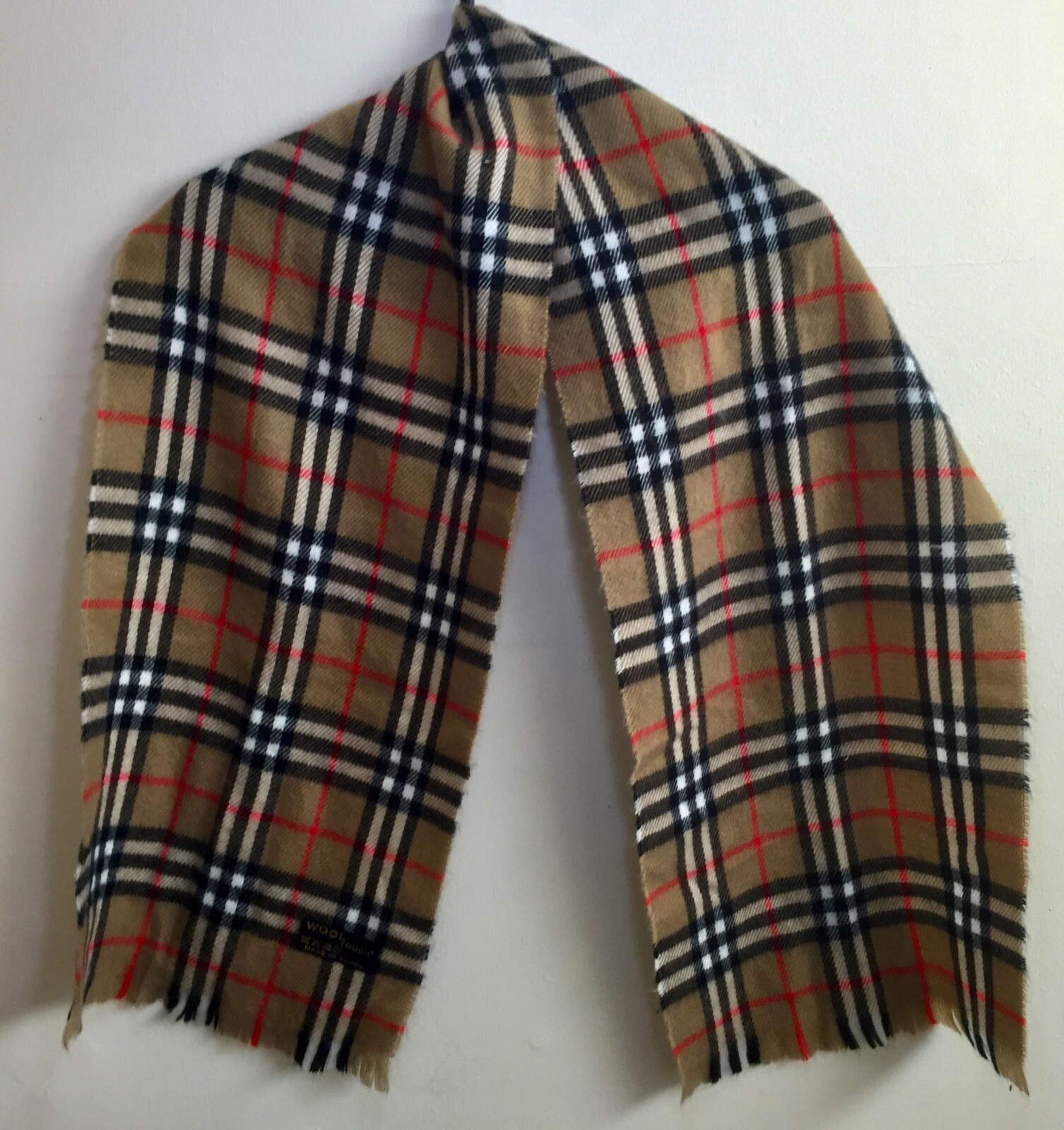 Vintage Wool Touch Plaid Nova Check Scarf Made In Korea