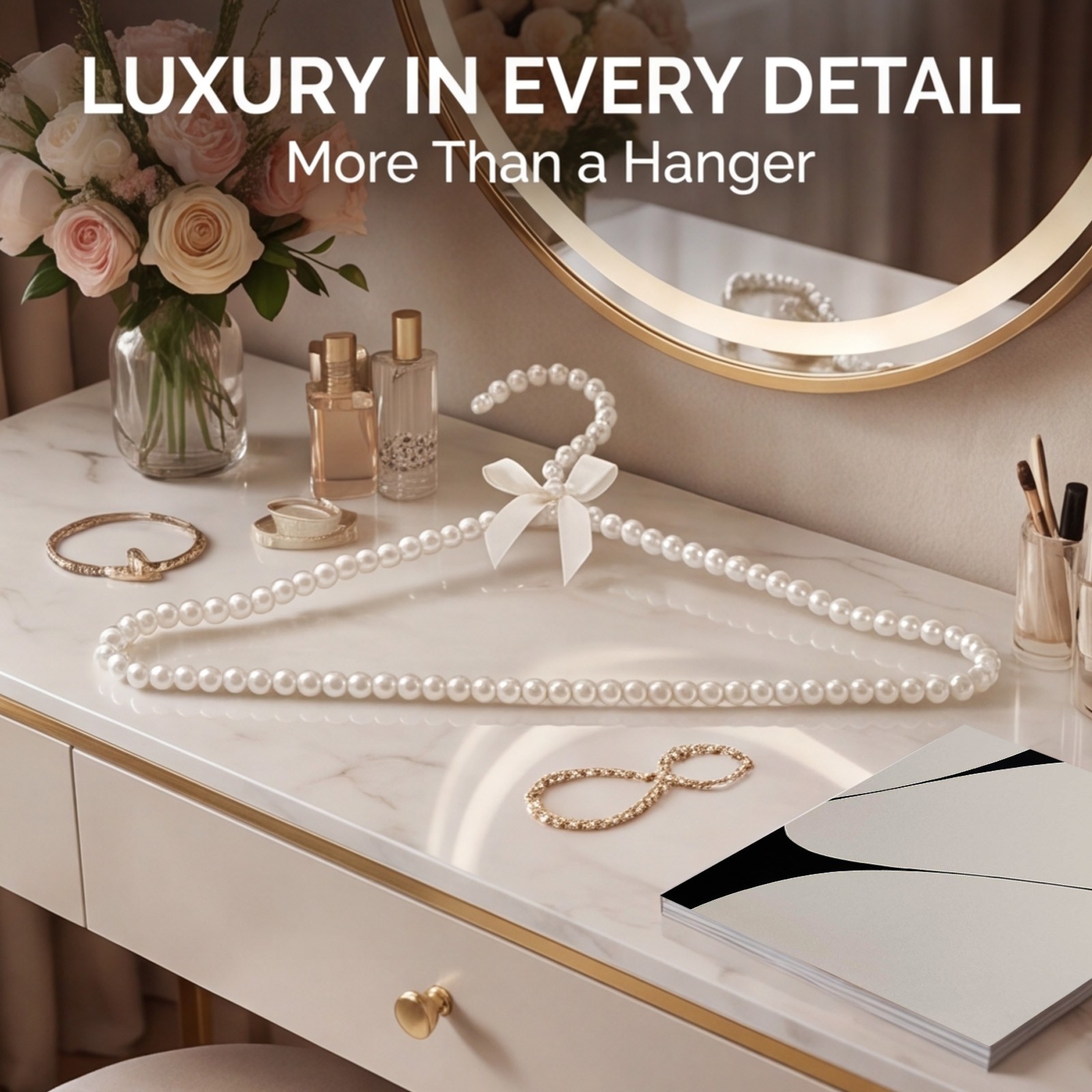 10Pcs Pearl Clothes Hangers, 40cm/15.8″ Non-slip Plastic Hangers, White
