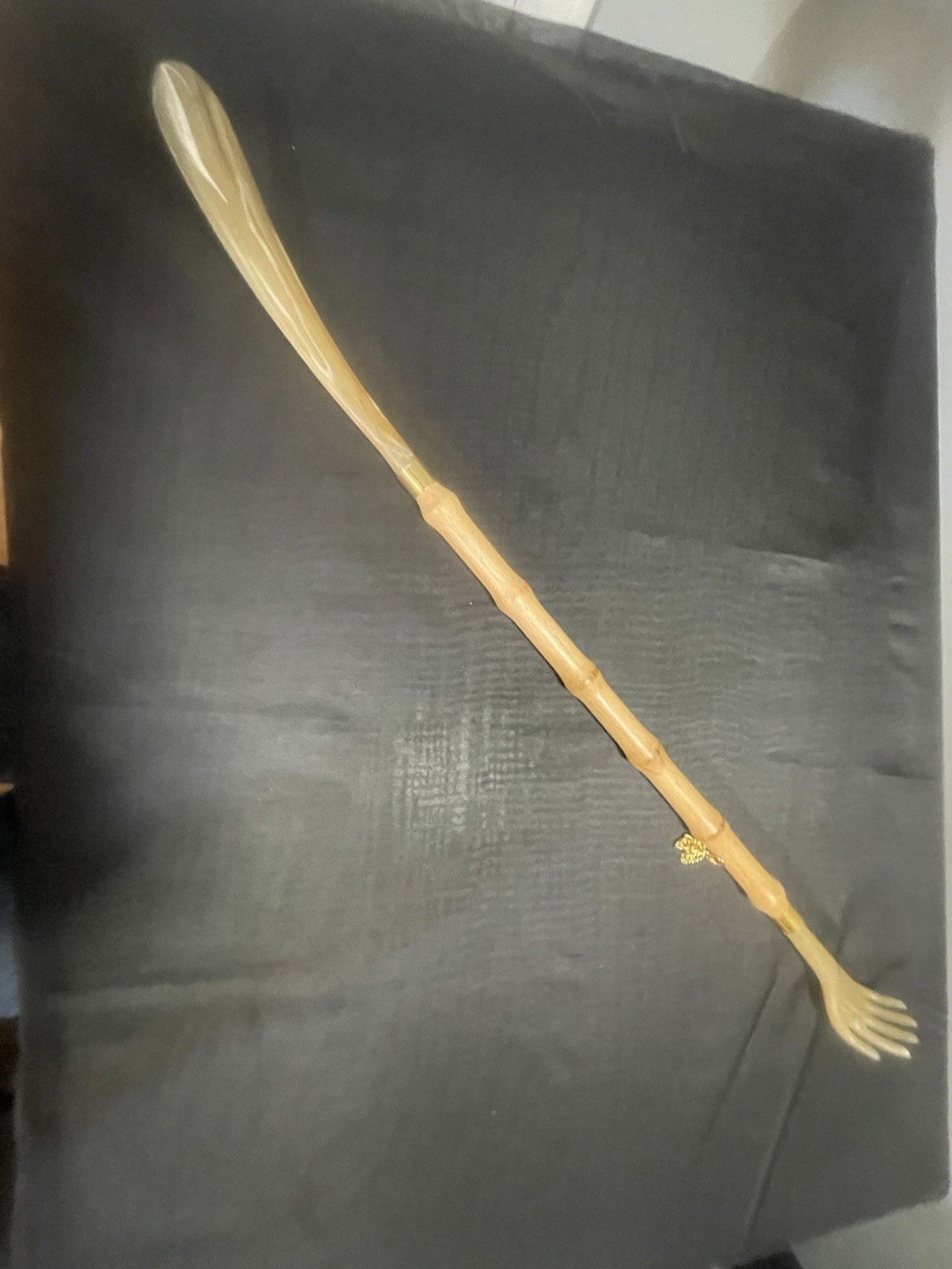 Vintage Combination Shoe Horn Back Scratcher Bamboo & Acrylic! 21”