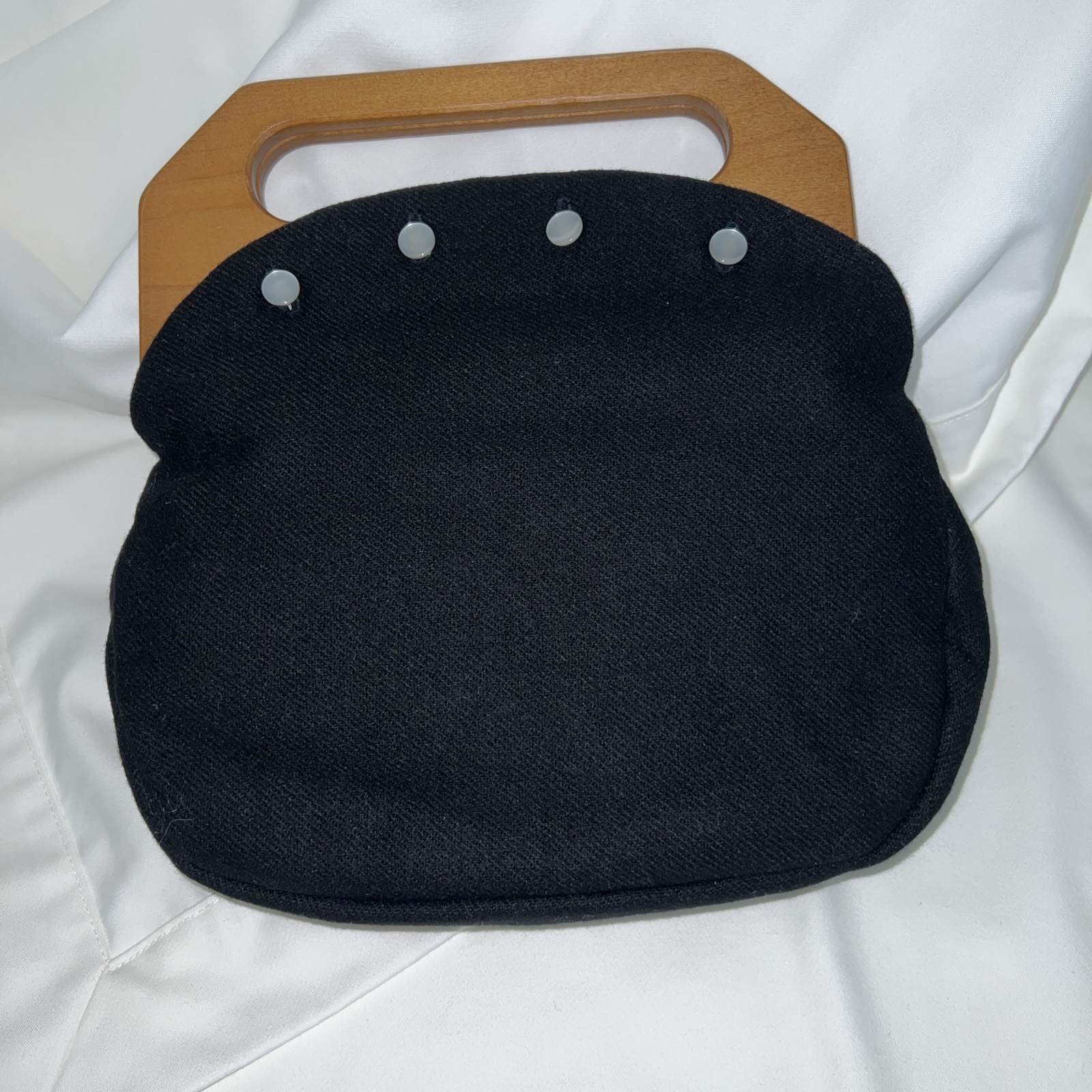 Vintage Jeannie Bouchever Bermuda Bag With Wood Handles and Extra Covers