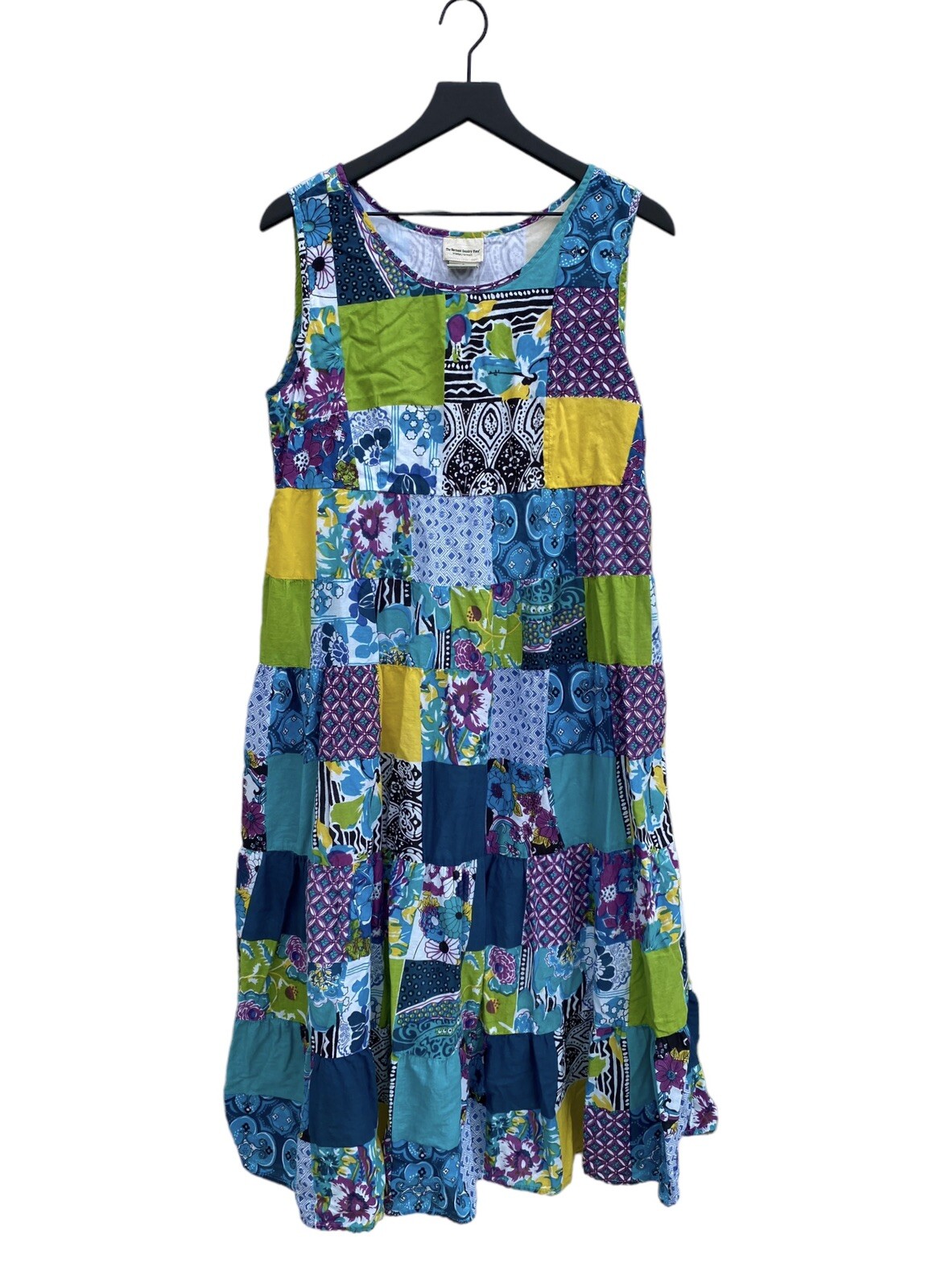 Vintage 90s Patchwork Print 100% Cotton Vermont Country Store Dress Boho S