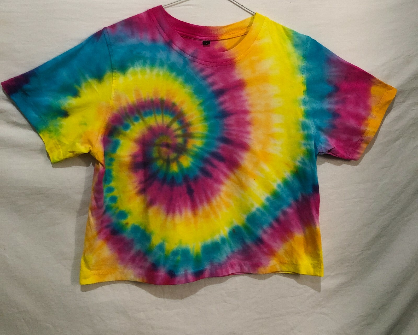 Colorful Spiral Tie Dye Crop Top Hand Dyed Ladies Multicolor Girl Fashion Beauty