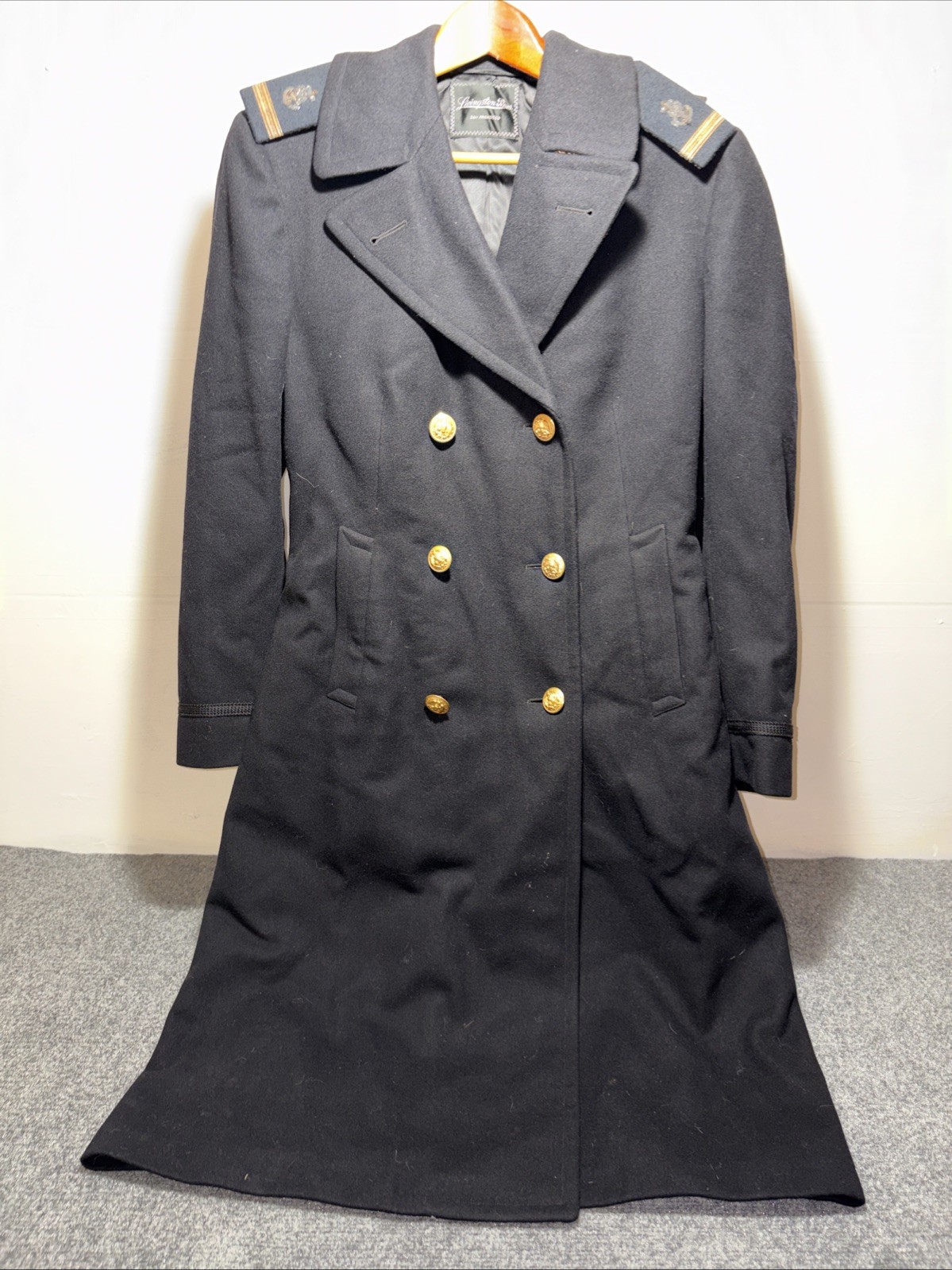 Vintage US Navy Officer’s Bridge Coat Black 37R 100% Wool Heavy Eagle Button