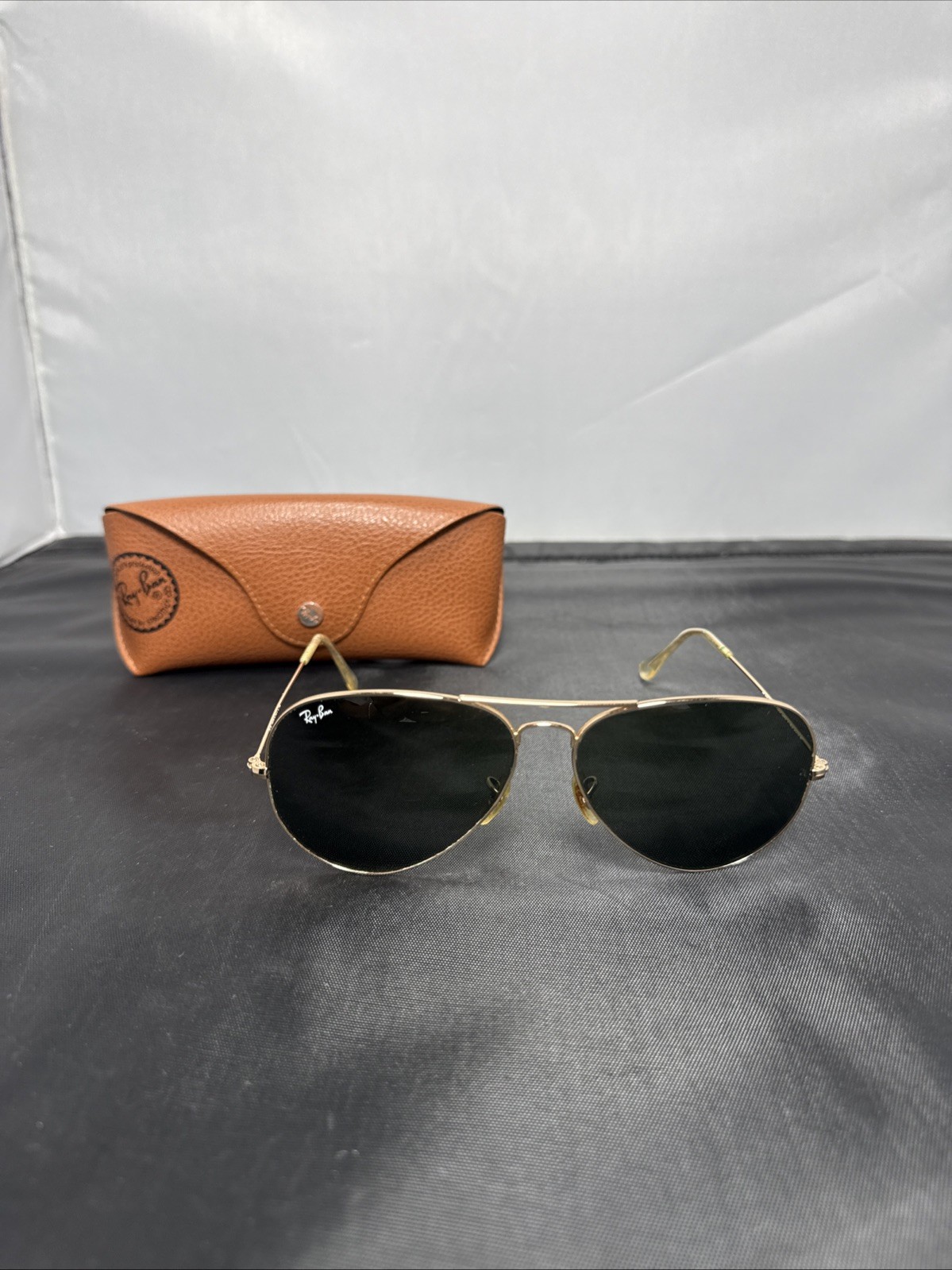 Vintage B&L Ray Ban USA Aviator 64-14 Extra Large Gold Frame Sunglasses