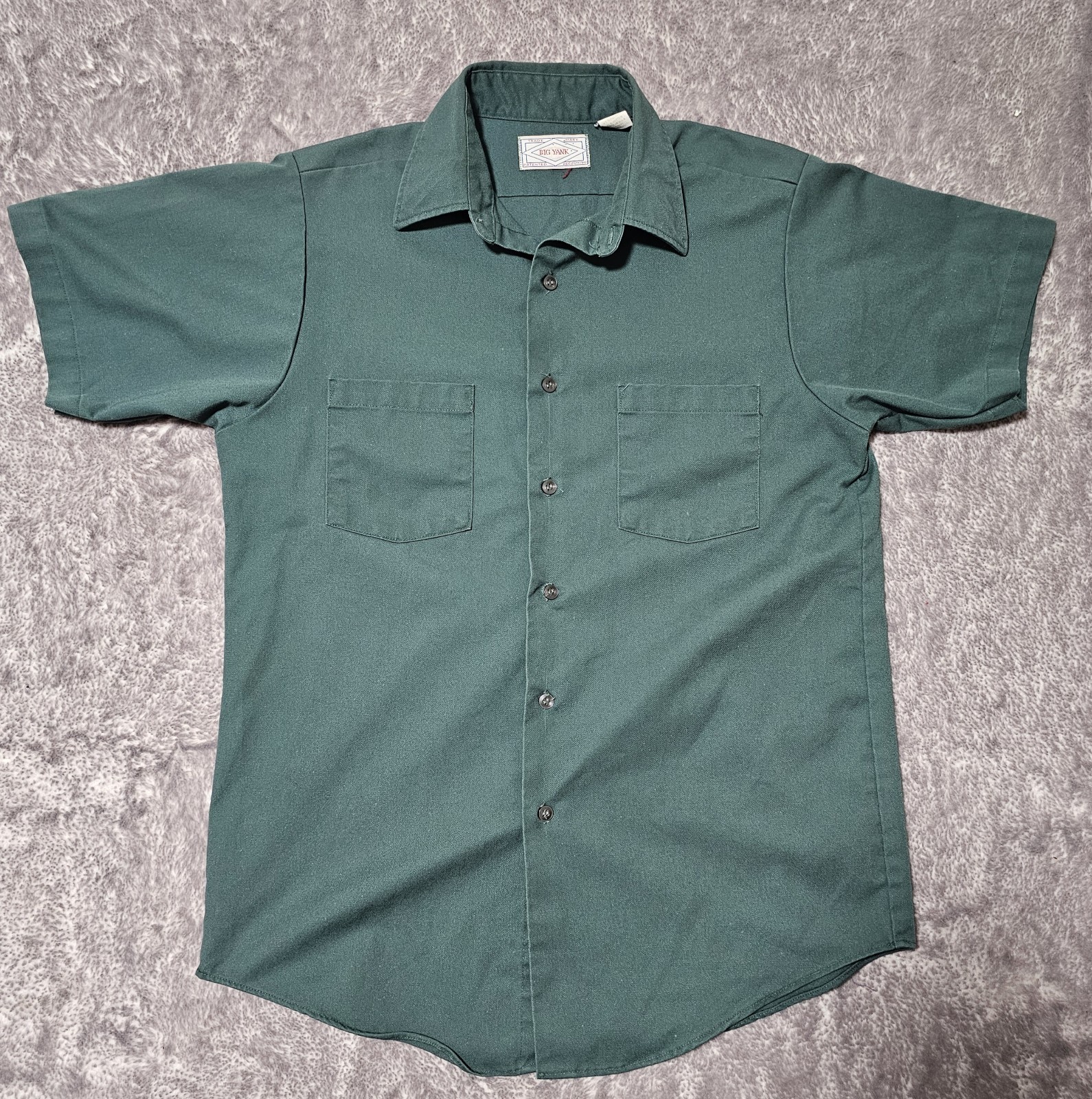 Vtg Big Yank Green Workwear Shirt Size Medium Poly Cotton Blend