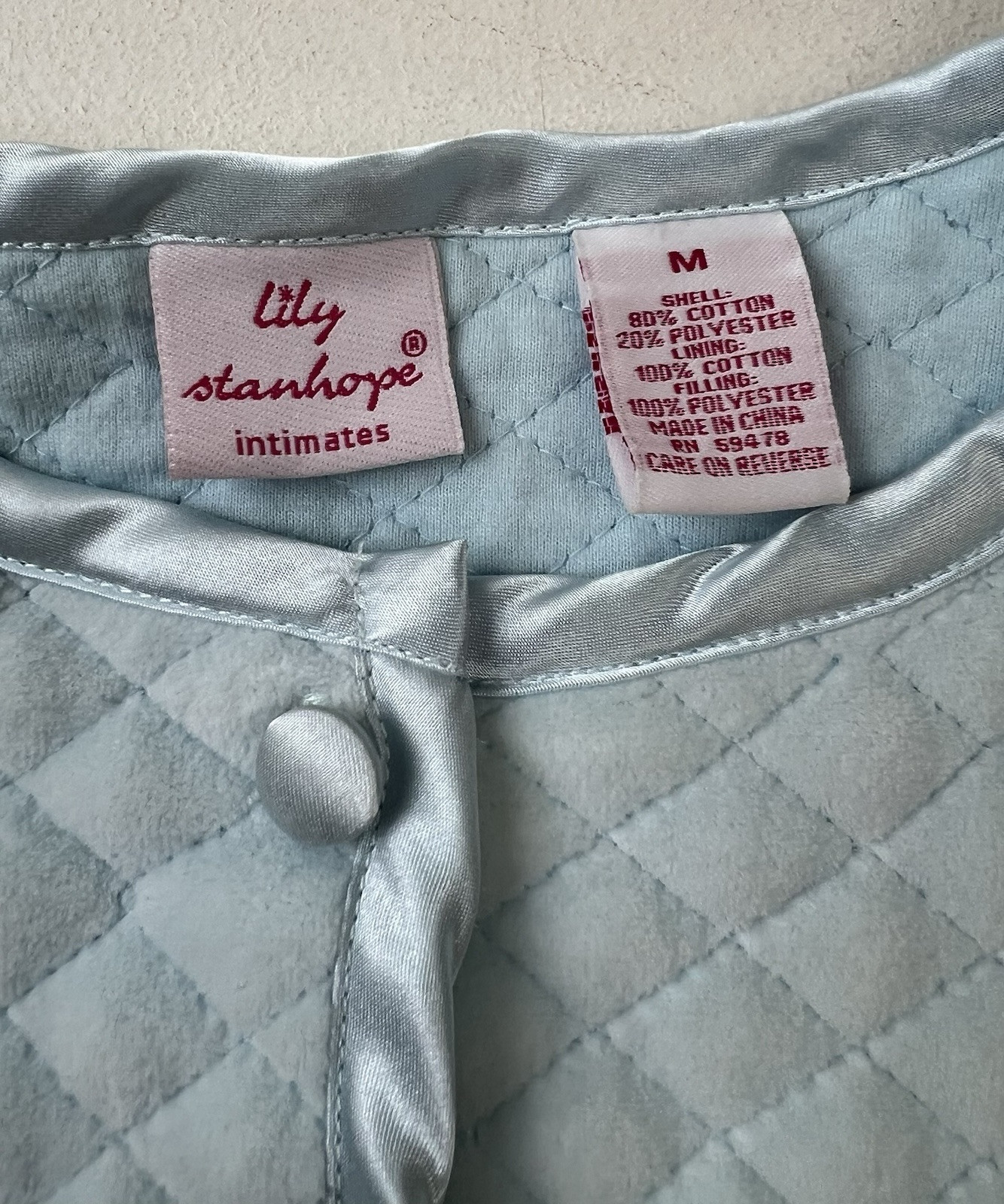 Vtg Lily Stanhope Sz M Lounge Pajama Quilted Velour Jacket Cropped Cottagecore