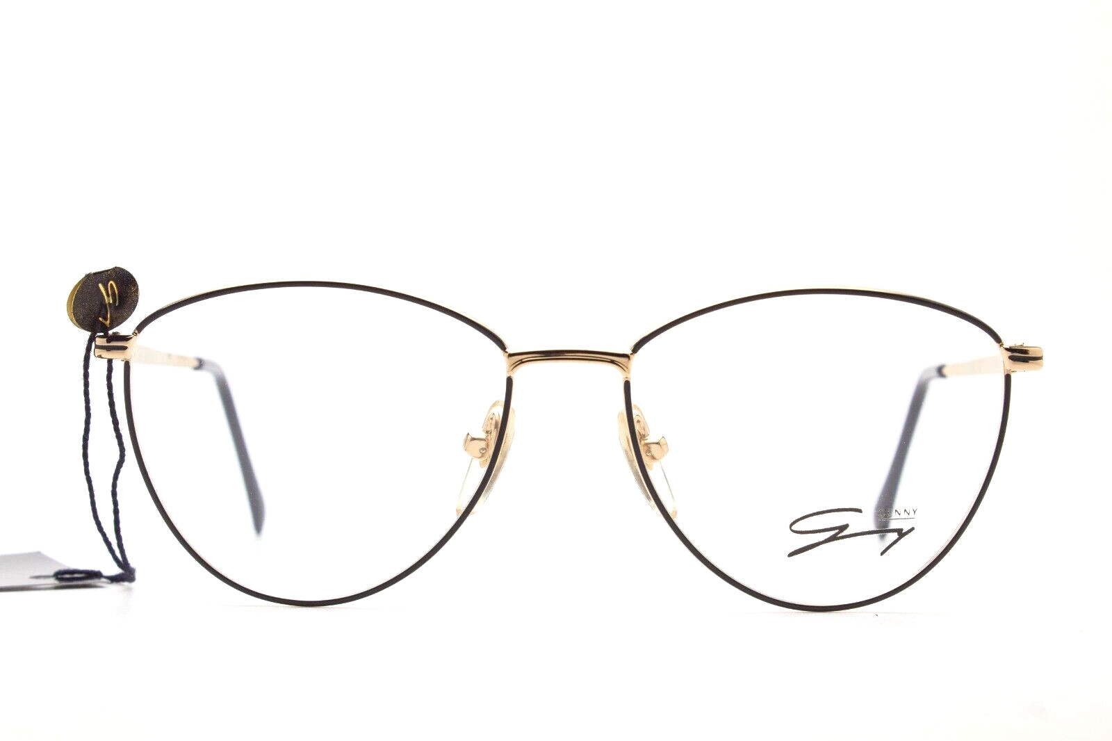 GENNY 526 5021 53*16 Vintage Black Gold Cat Eyeglass Frame 1980 Women