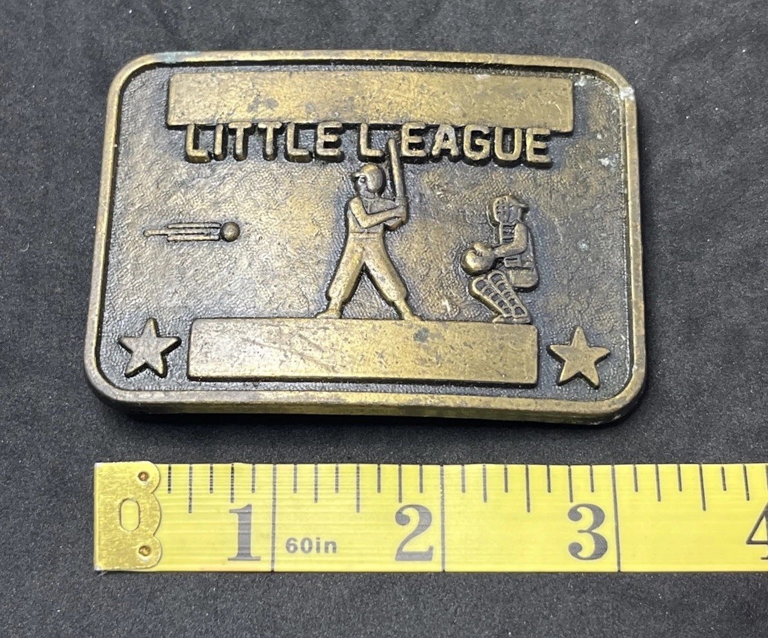 VINTAGE 1970s **LITTLE LEAGUE BASEBALL** BELT BUCKLE Brass
