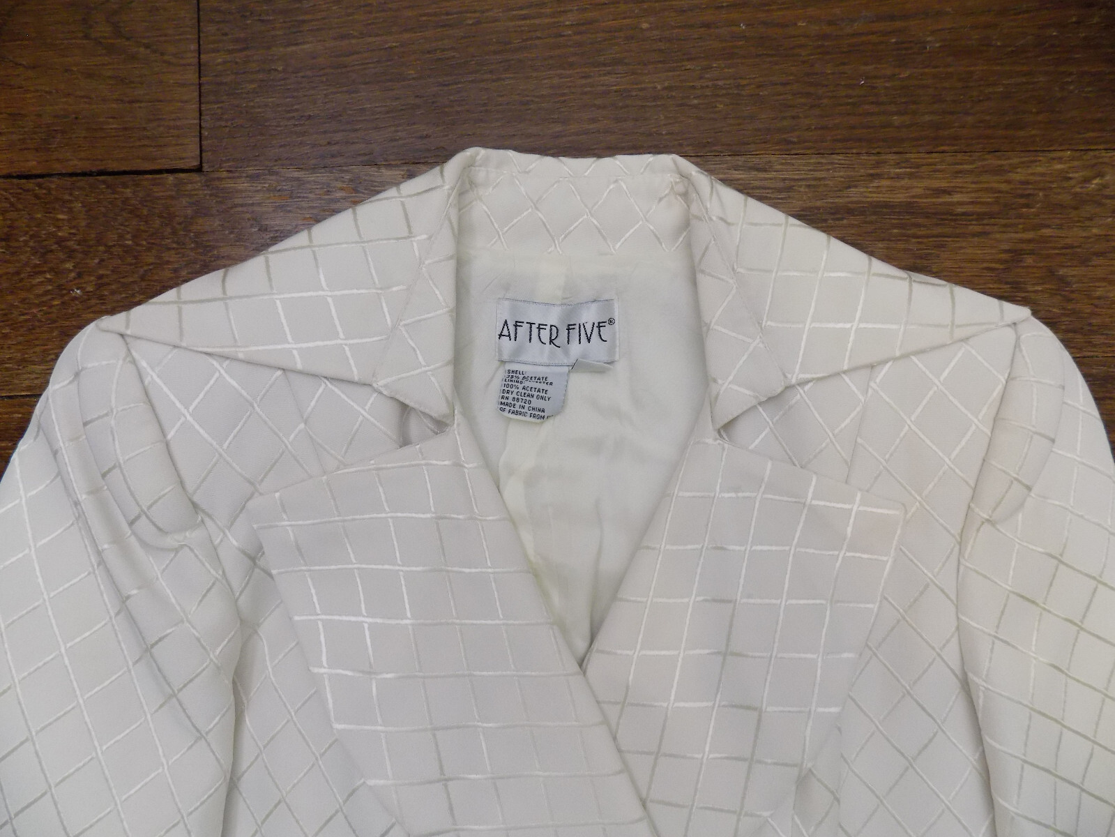Vtg After Five Formal Skirt Blazer Suit Sz 4 Metallic Ivory Embroidered FABULOUS