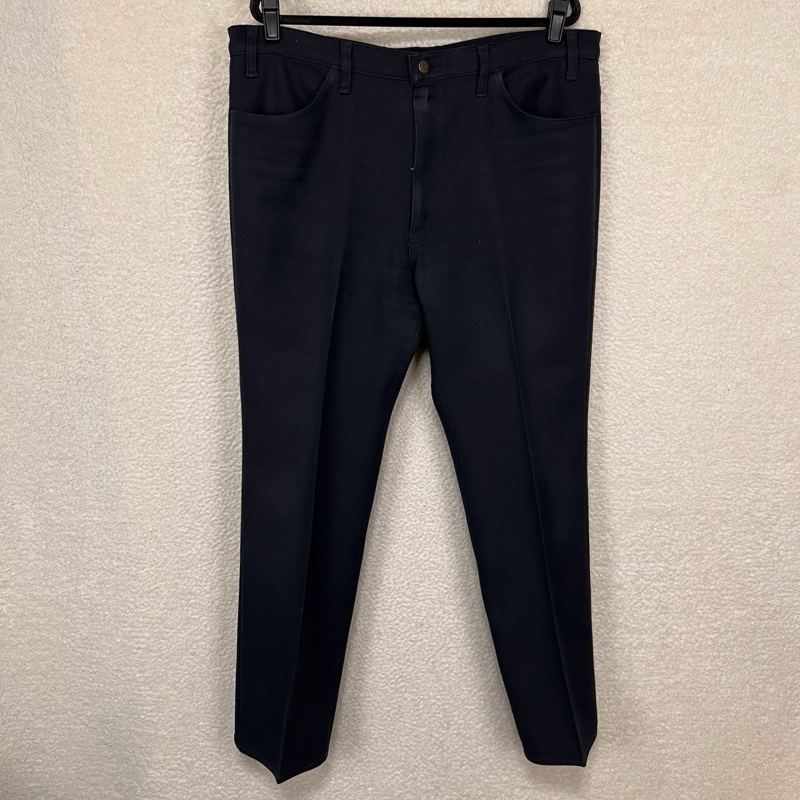 Vintage Levi’s Pants Mens 40×34 Navy Dacron Polyester Made In USA Black Gold Tag