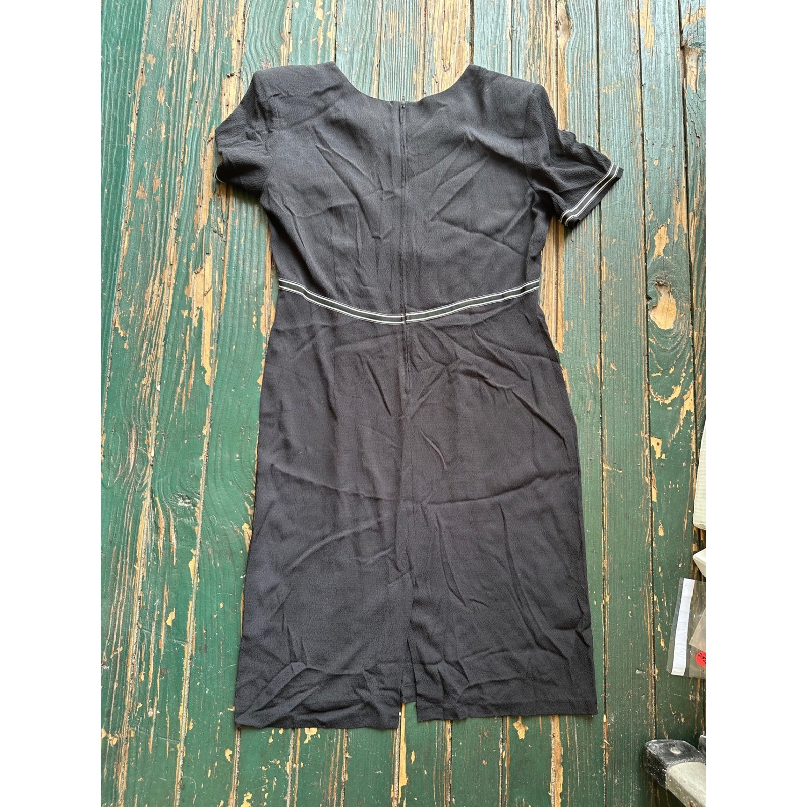 Via Saint Andrea Vintage 1940s Style Black Midi Dress Bow Accent Size 16M USA