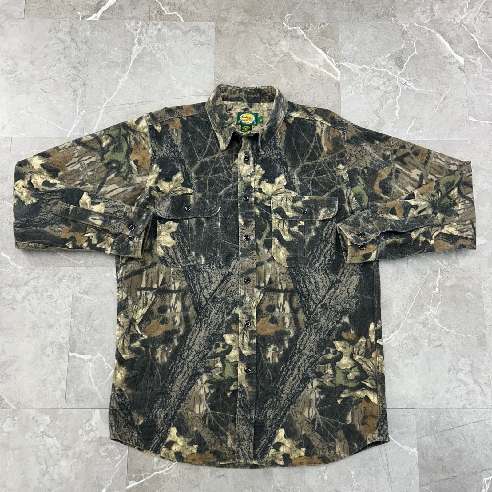 Vintage Cabelas Shirt Mens Large Tall LT Camo Camouflage Long Sleeve Hunting