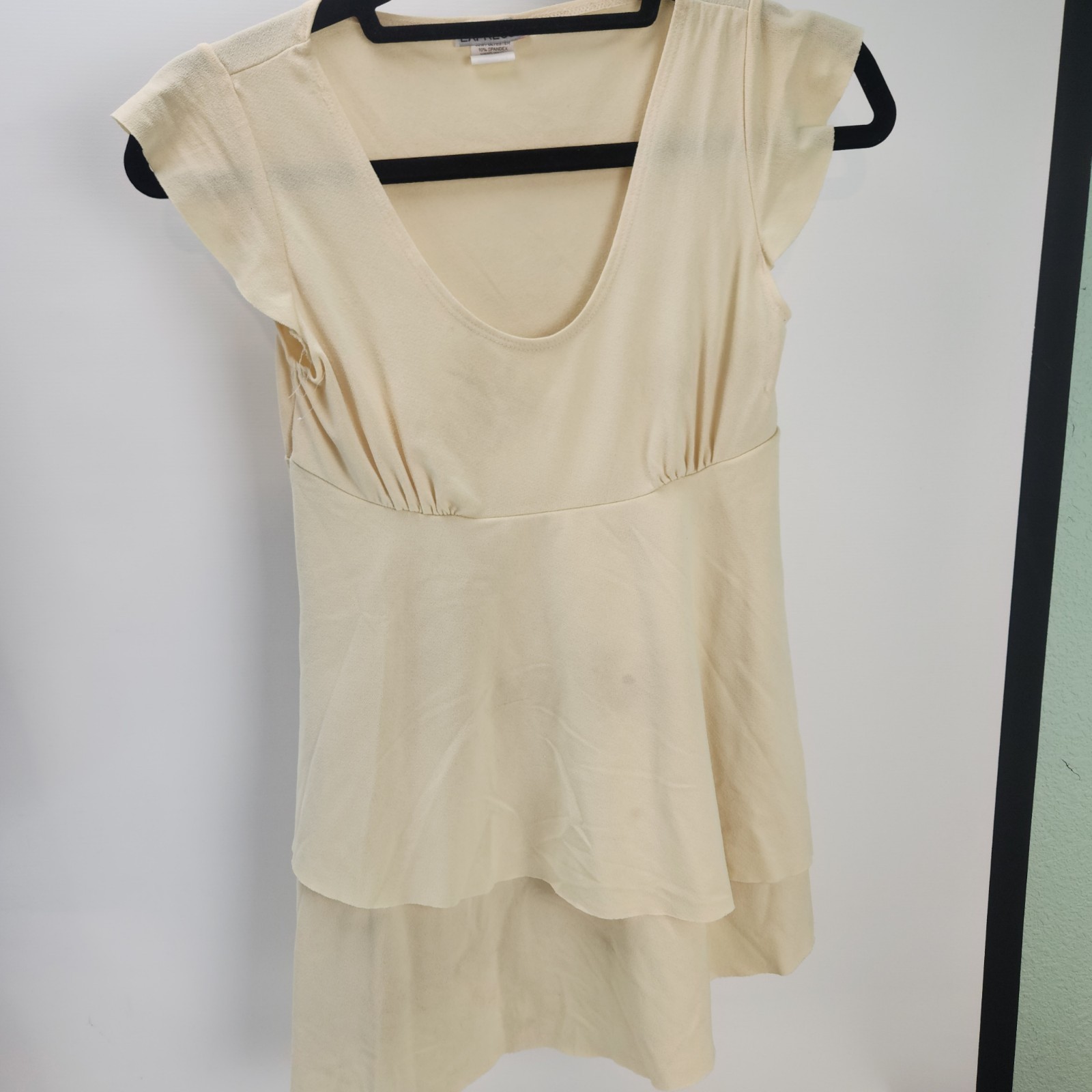 Vintage Express “U” Sleeveless Top Light Yellow Small Spandex Blend D8