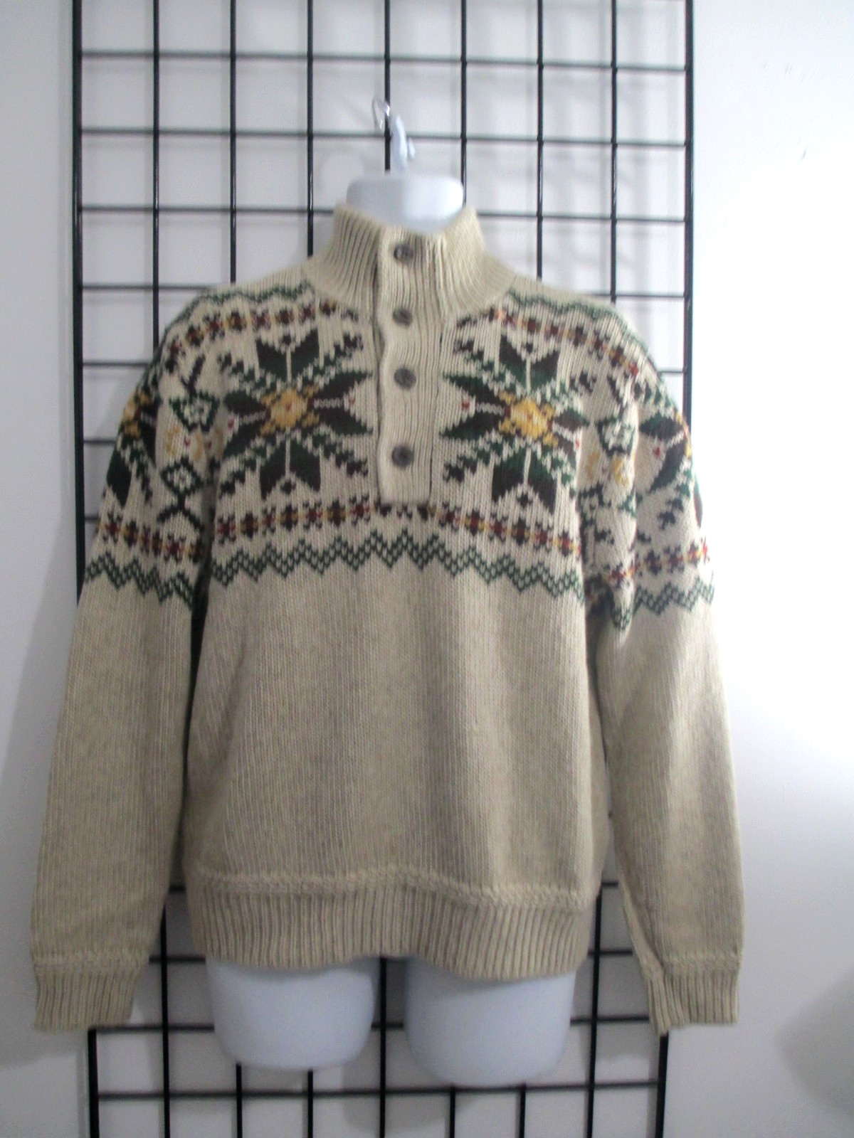 VINTAGE RALPH LAUREN 🔥 LARGE==COTTON, LINEN, SILK / FAIR ISLES SKI SWEATER