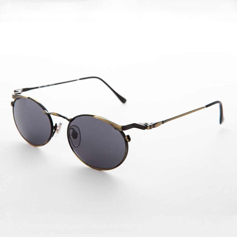 90s Oval Punk Grunge Steampunk Vintage Sunglass Bronze / Gray Lens -Dieselgoth