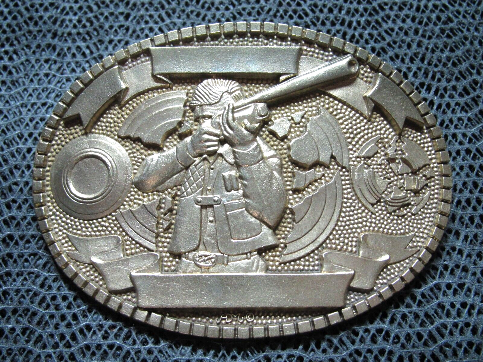 WESTERN SKEET TRAP SHOOTING BELT BUCKLE! VINTAGE! RARE! ADM! ENGRAVABLE! 1980s!