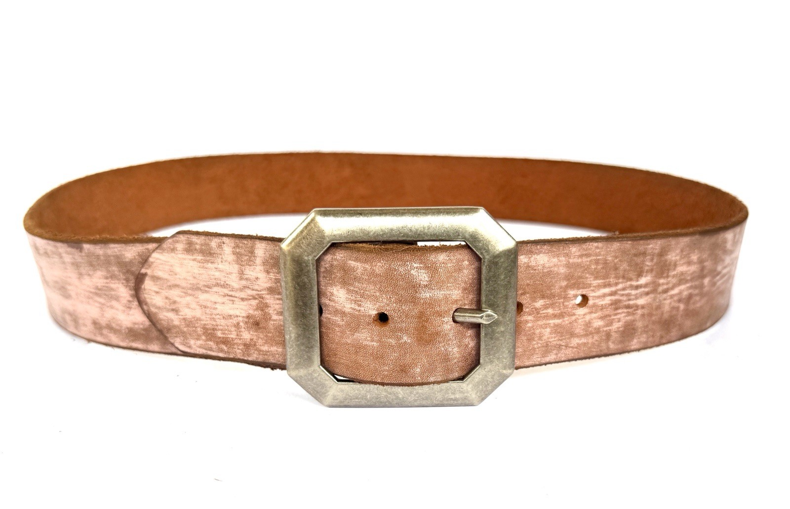 JOED Vintage Pink Aged Leather Belt Upcycled Made In Usa. Size 40