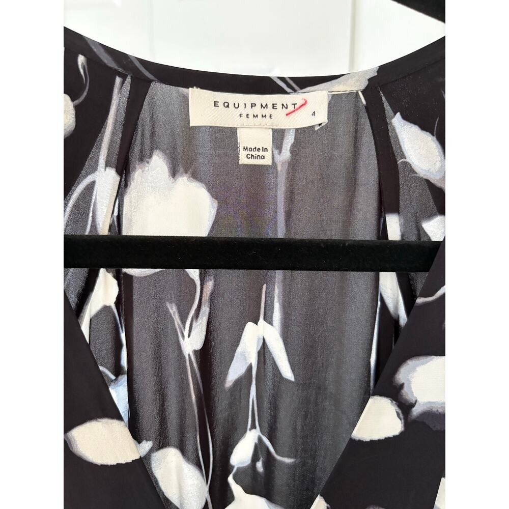 Equipment Dress Classic Quiet Luxury Old Money Floral Abstract Print Size 4