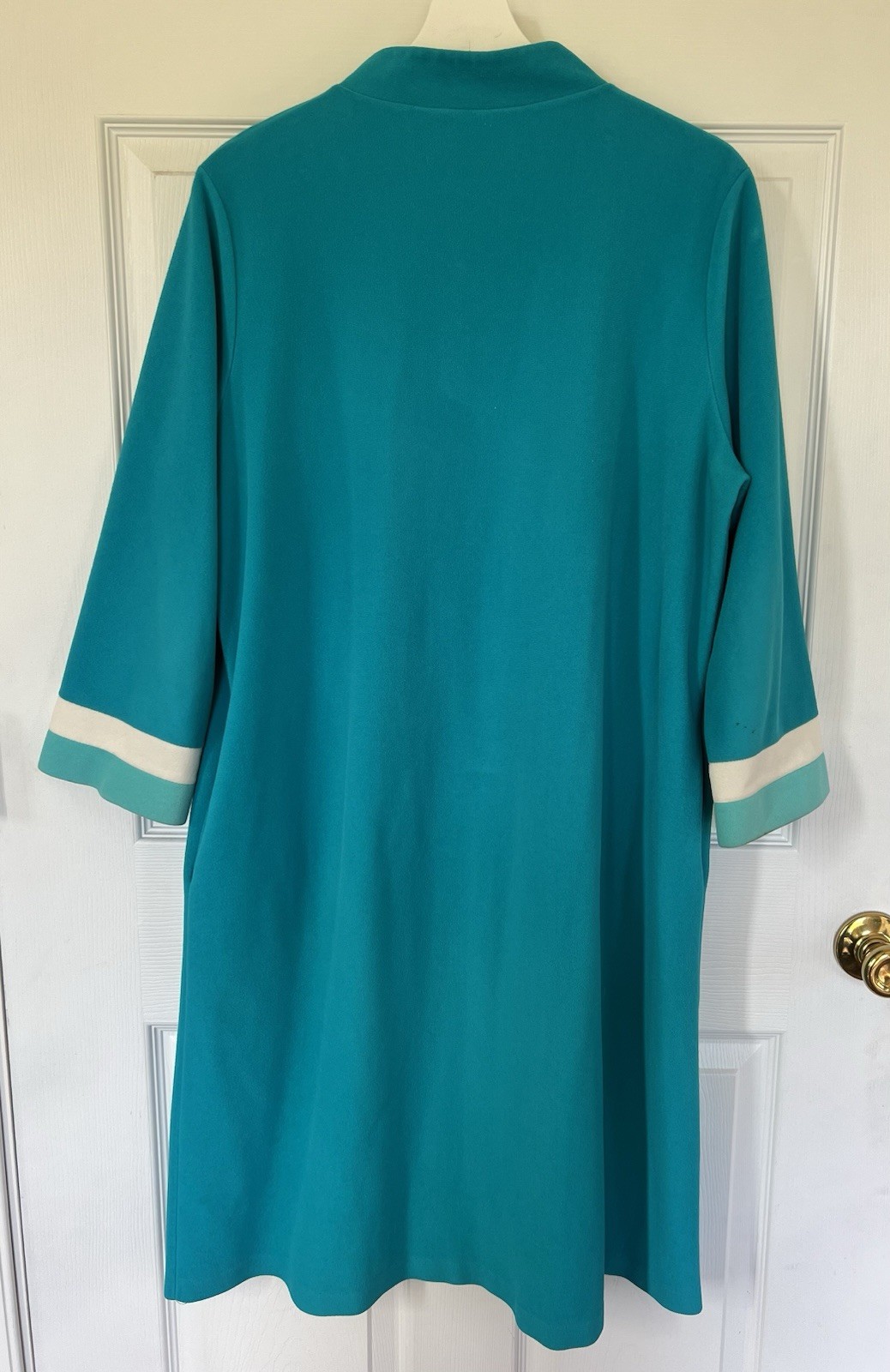 Vintage Vanity Fair Stripe Velour Half Zip Pockets Lounge Robe Size 18
