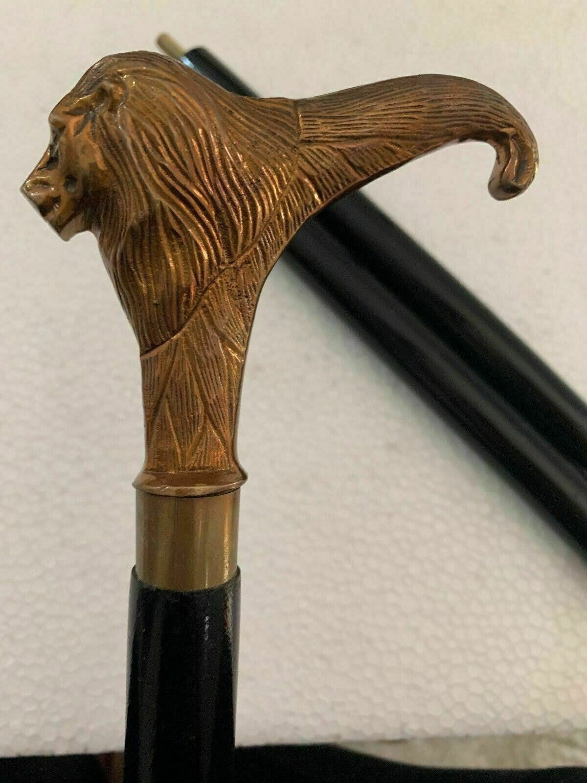 Designer Wooden Walking Stick Handmade Cane Gift Antique Brass Lion Head Handle