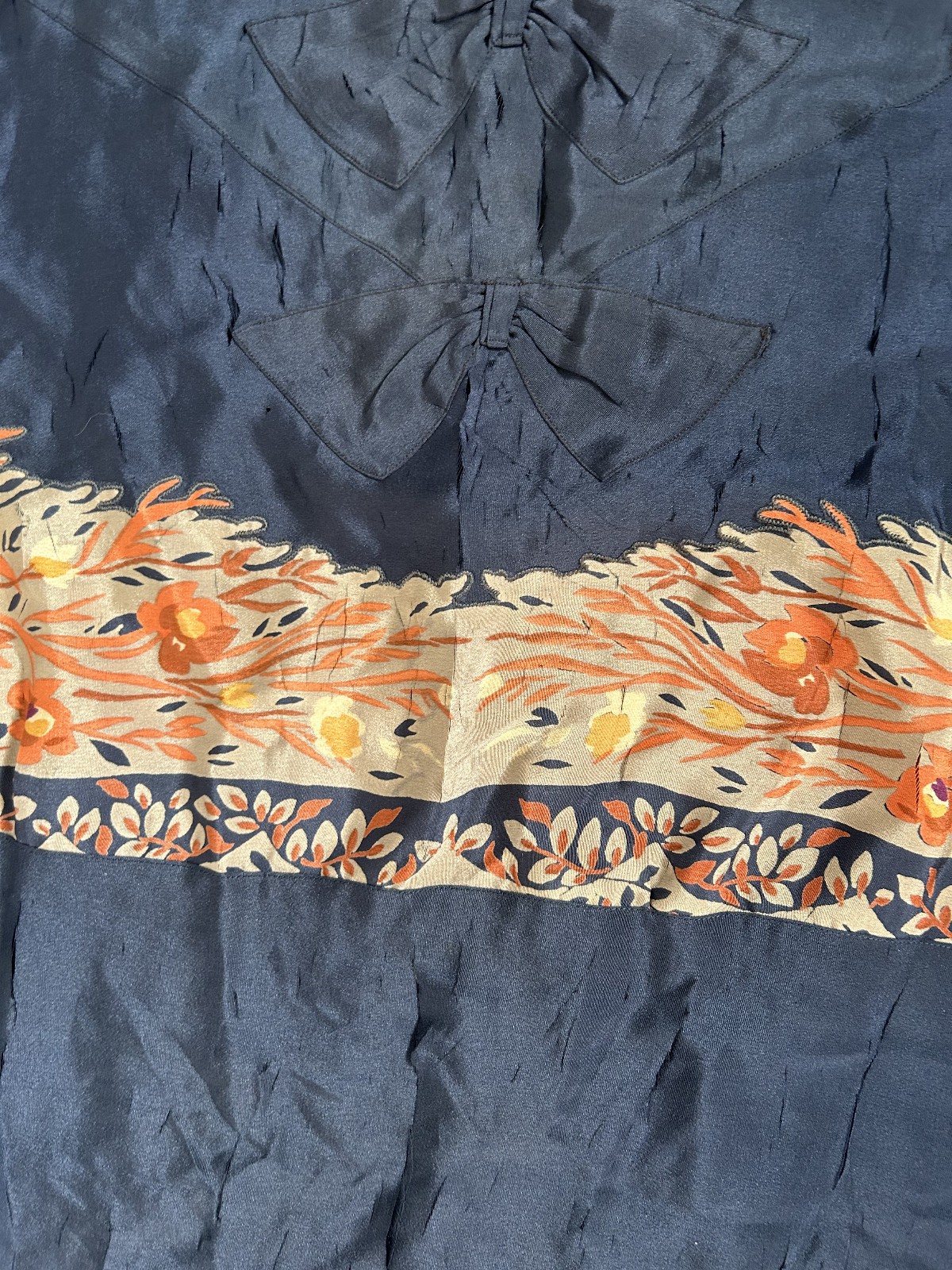 Vintage Antique 1920s Pleated Silk Flapper Dress As Is – Hand applique Blue