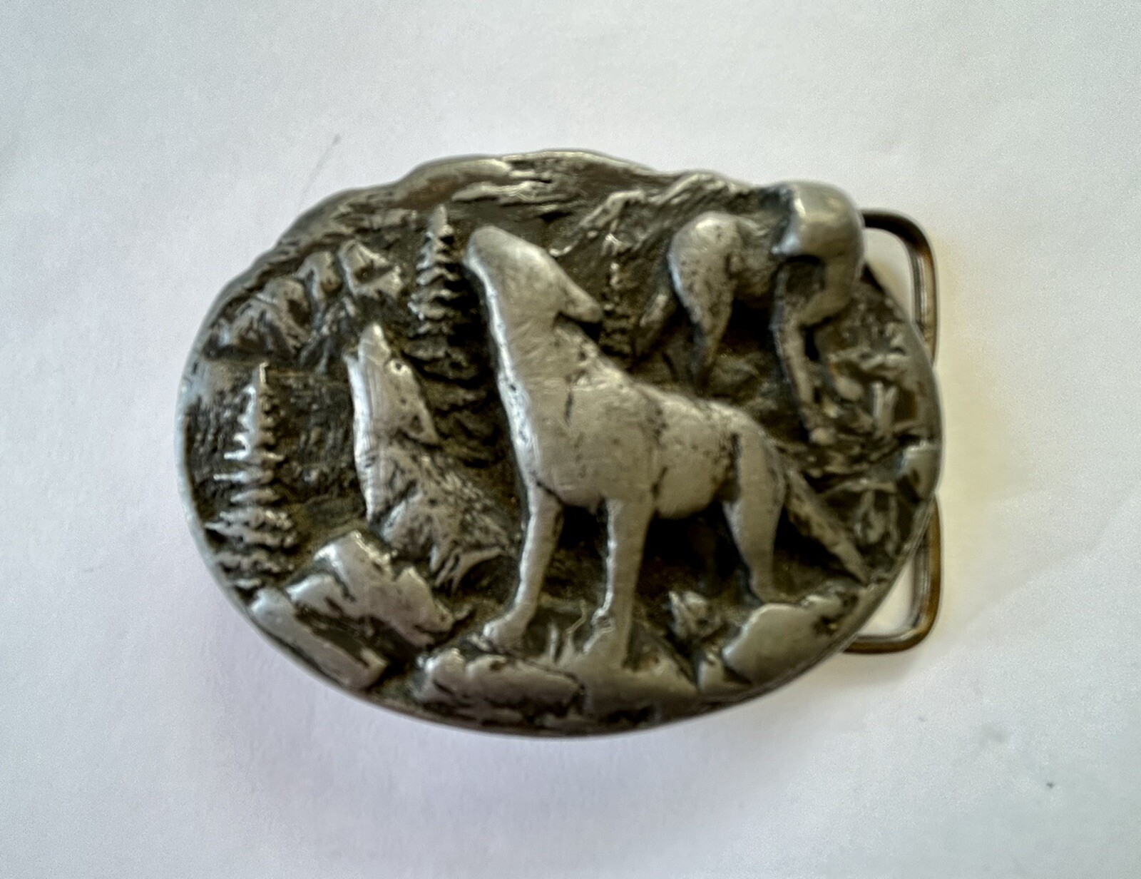 Vintage Siskiyou Bergamot Brass Works Wolf Pack Belt Buckle BD4 1971