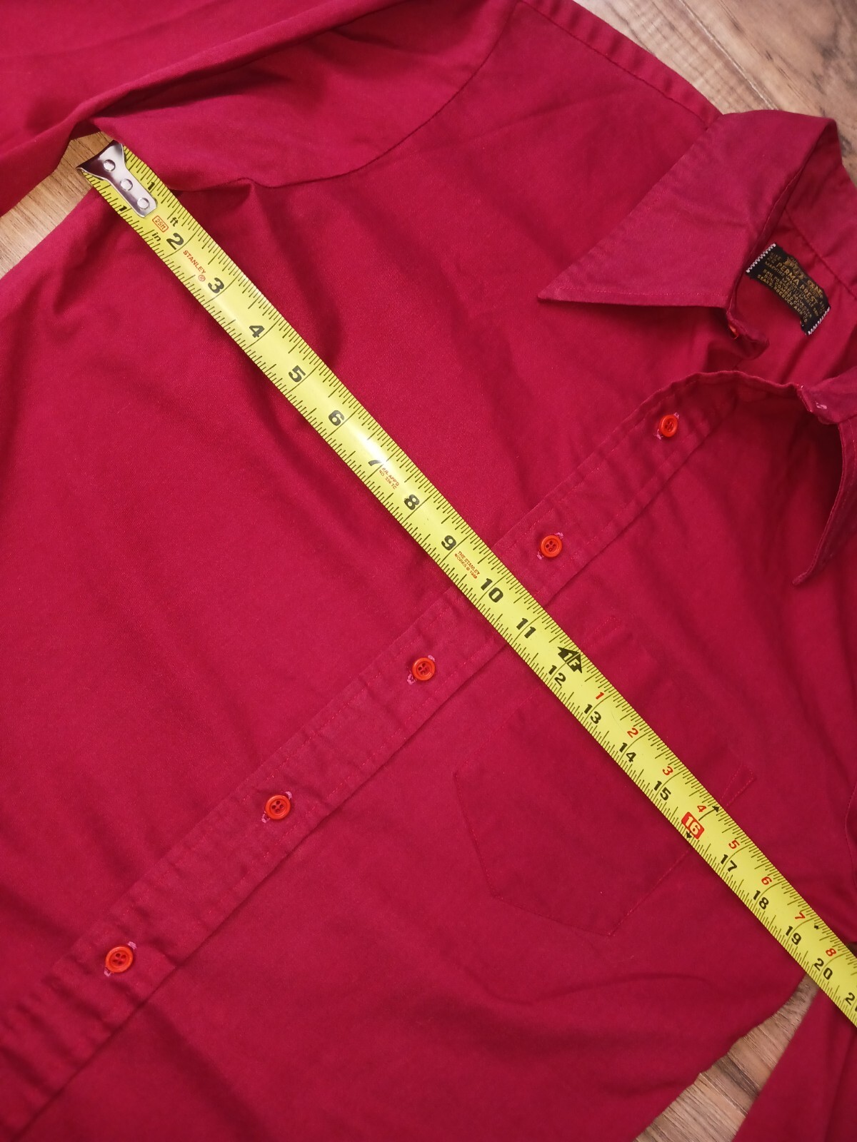 Sears Put On Shop Vintage Perma Prest Mens Button Up Shirt Sz 22 Red
