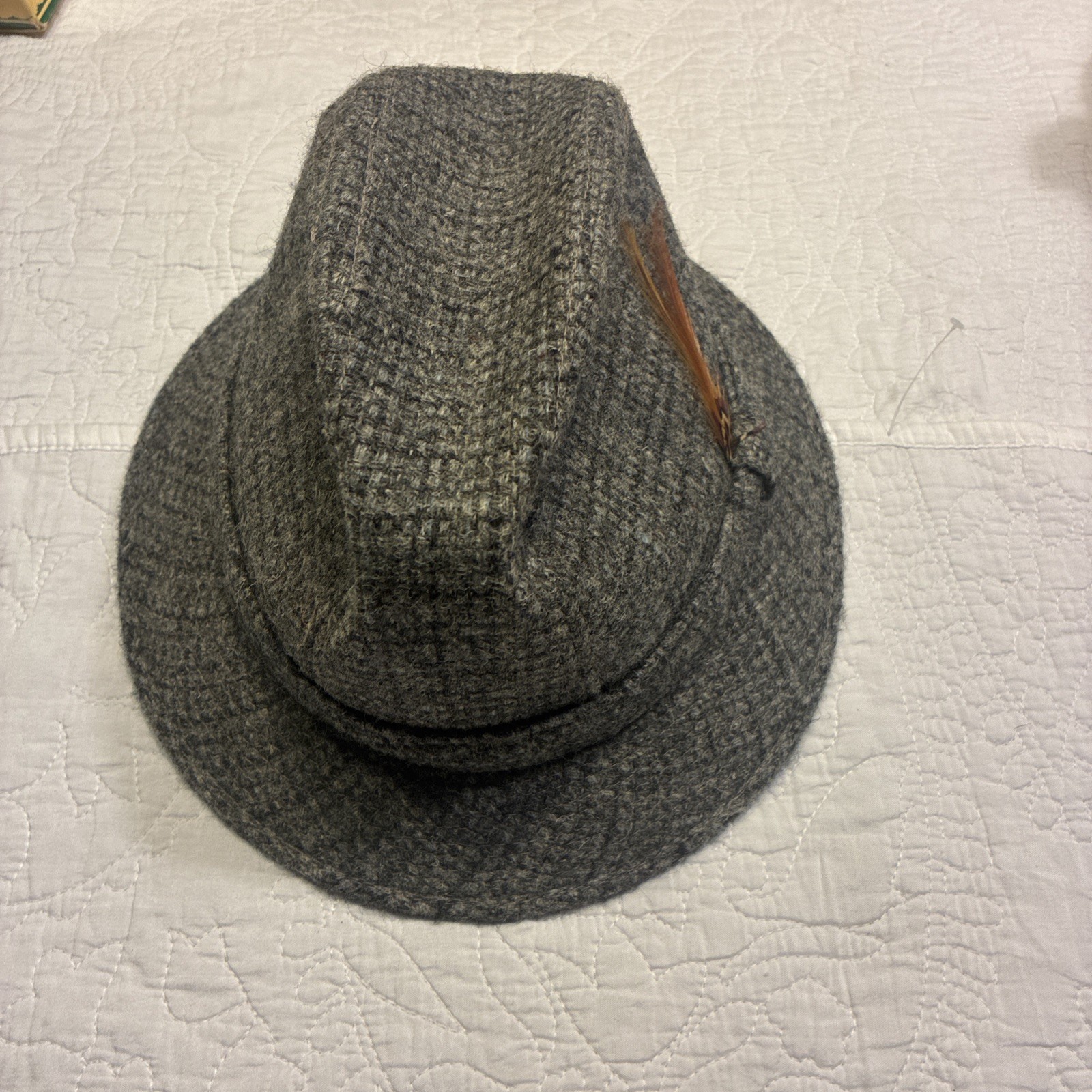 Harris Tweed Mens Vintage Fedora Hat Handwoven 100% Wool Sz Small 6-3/4 – 6-7/8