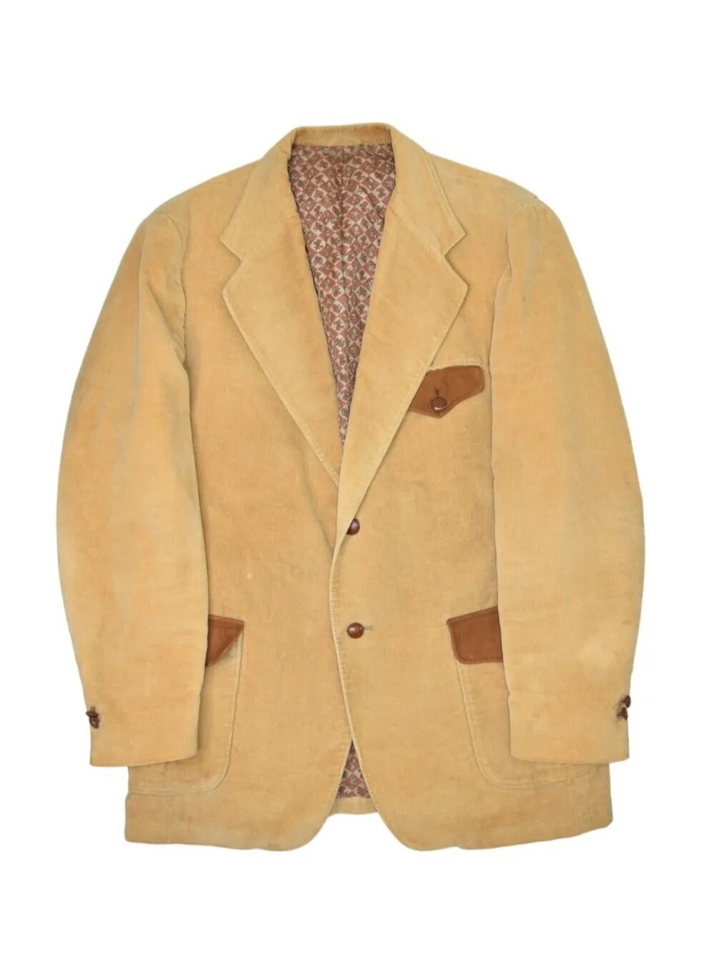 Vintage Towncraft Jacket Mens 44 Large Corduroy Blazer Leather Western Sears