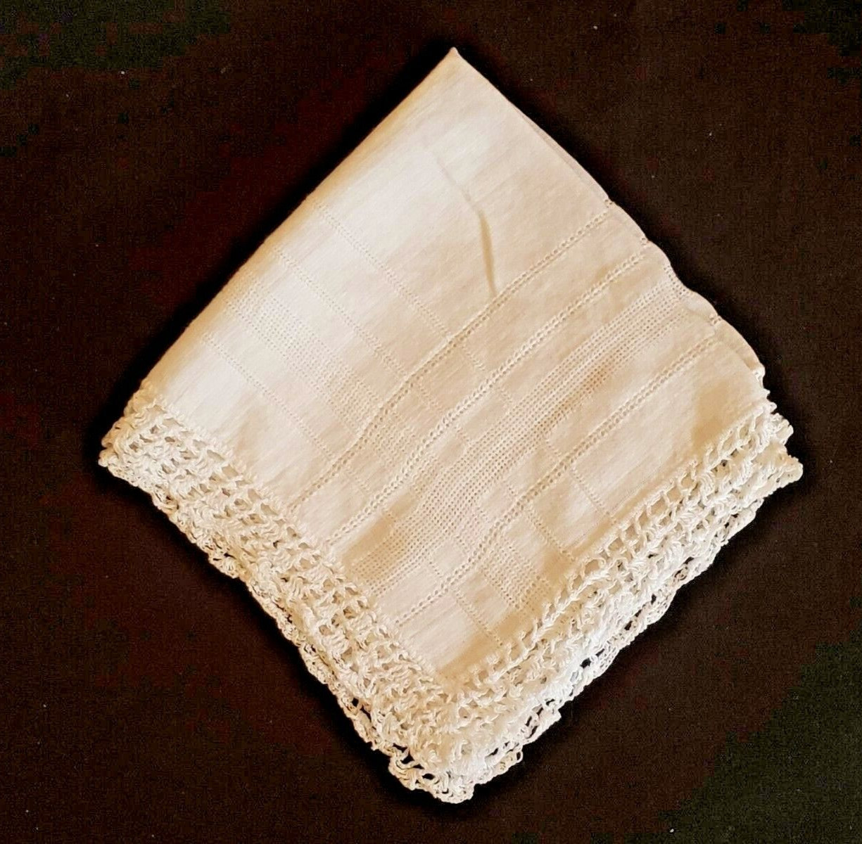 Handkerchief Crochet Edge 11 1/2″ square approximately unbranded Vintage READ