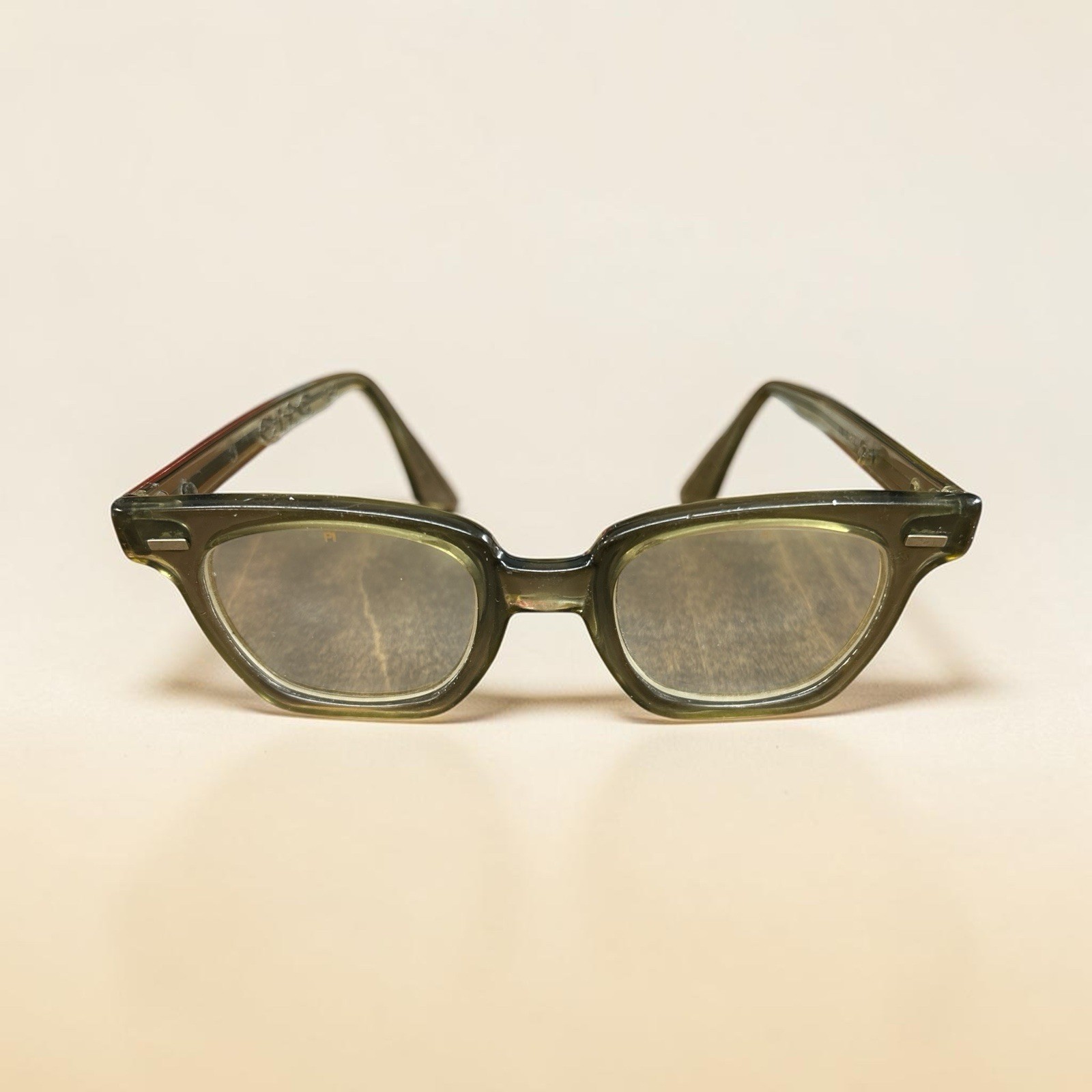 Vtg 60s PI Frames Safety Eyeglasses Smoke Green Johnny Depp frame