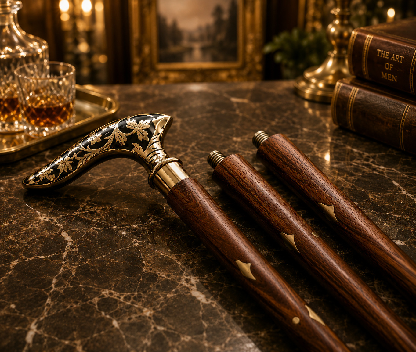 Handmade Brass Knob Handle Wooden Cane – Handcrafted Walking Style Stick
