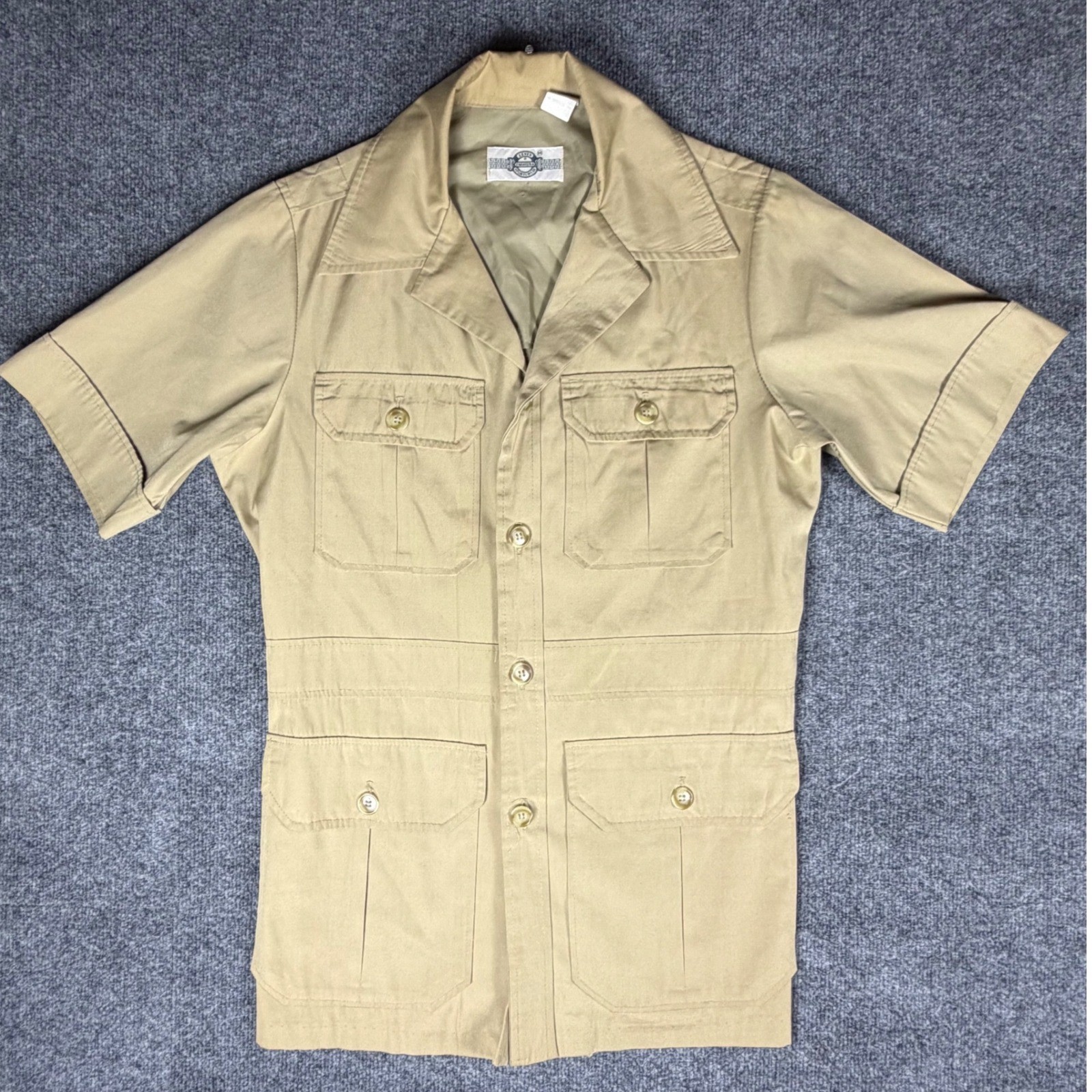 Vintage Levis Panatela Sportswear Safari Shirt Tan Khaki 4-Pocket Mens Medium