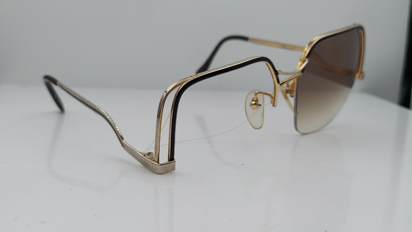 Vintage Rive Gauche RG192 Black Gold Metal Square Sunglasses FRAMES ONLY France