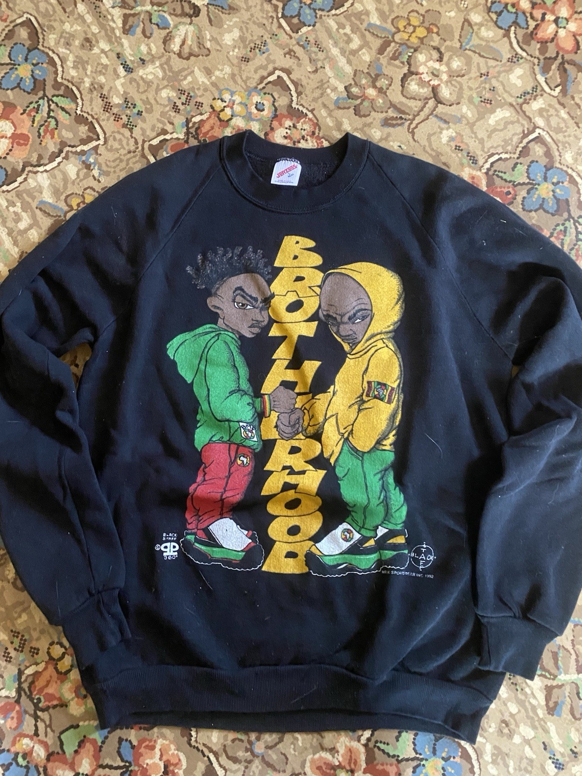 Jerzees 1992 “Black With An Attitude” Graphic Pullover “Brotherhood”. Size L