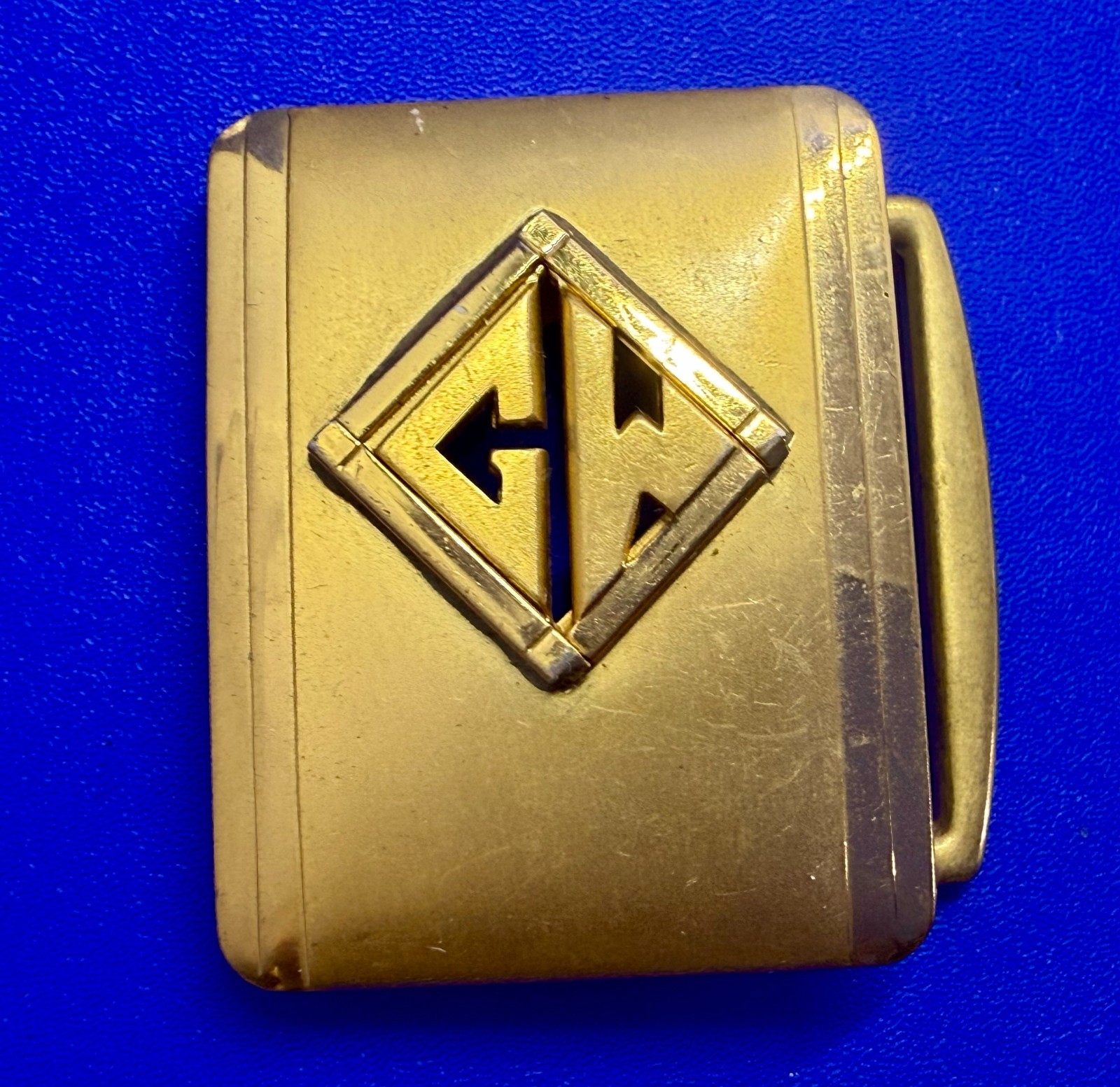 Antique Art Deco Letter CW Initial Monogram Gold Color SWANK Belt Buckle