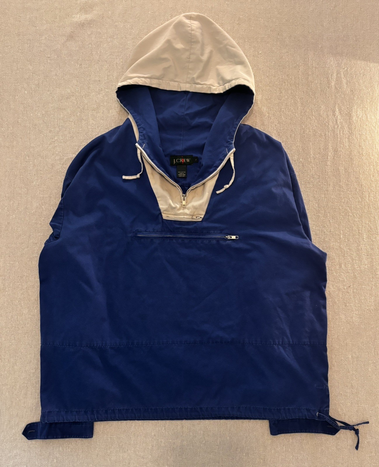 *Rare Vintage* 90s Two-Tone J.Crew Anorak Jacket Cobalt Blue/ Khaki | Large