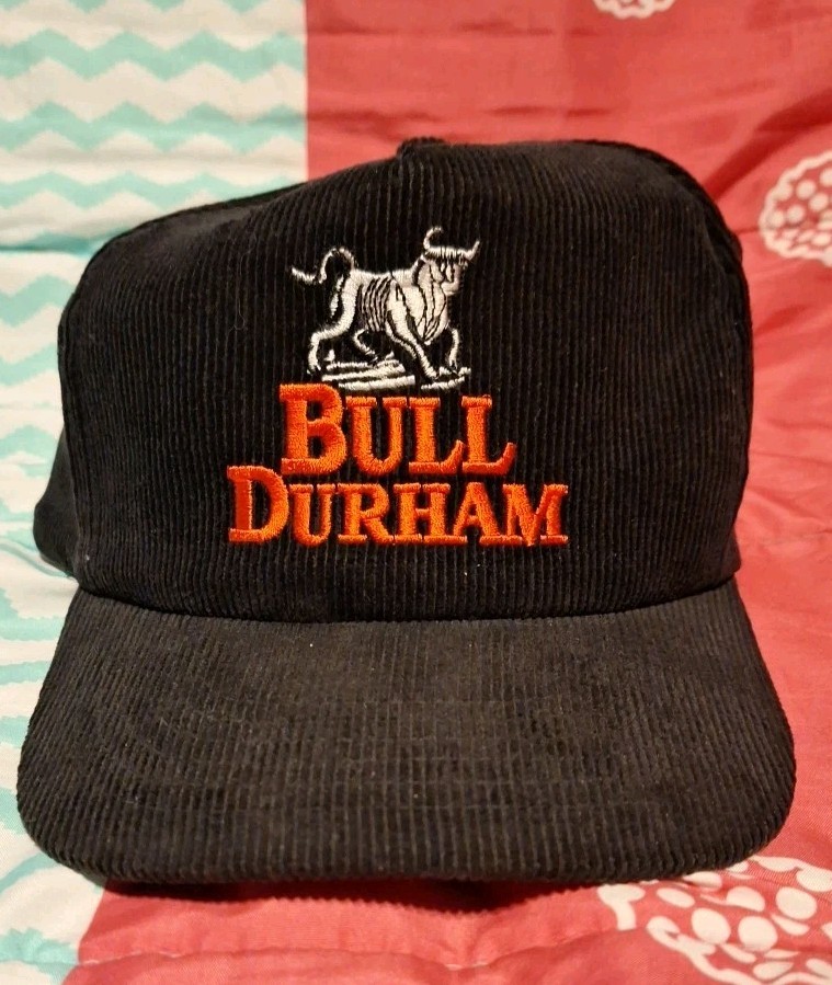 Vintage Bull Durham Black Red Corduroy Snapback Hat One Size With Tag