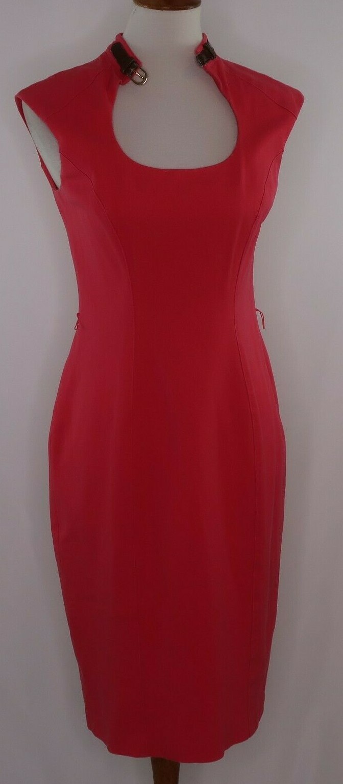 Cache’ Solid Salmon Pink Career Business Evening Cocktail Dress Womens 6