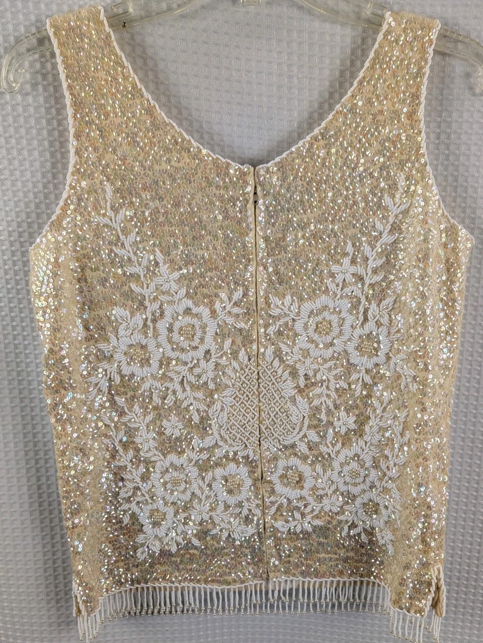 Vintage Regalia Imports Sequin Beaded Sleeveless Top OWL Size Medium Excellent